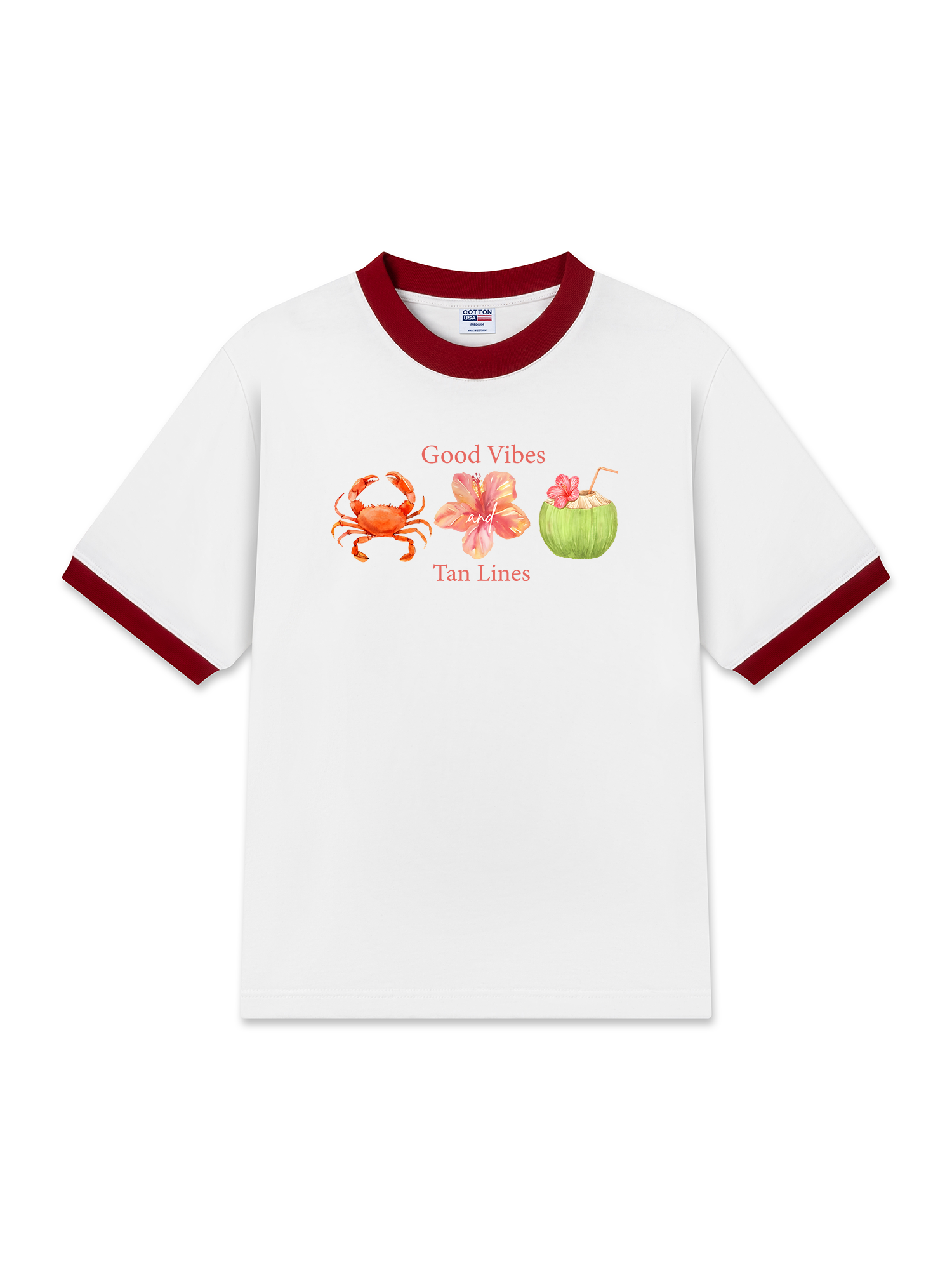 Áo Thun Ringer Relaxed Fit Tropical Good Vibes Tan