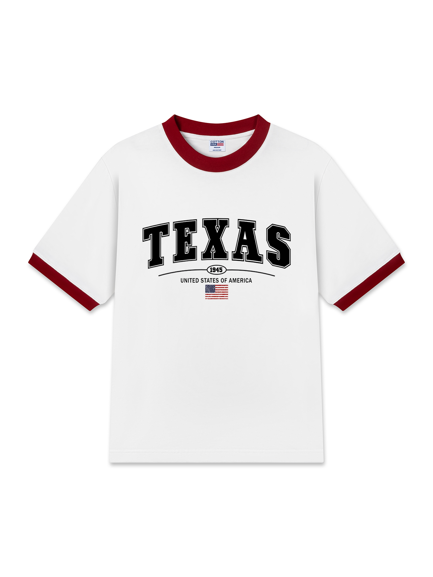 Áo Thun Ringer Relaxed Fit USA Texas 1945