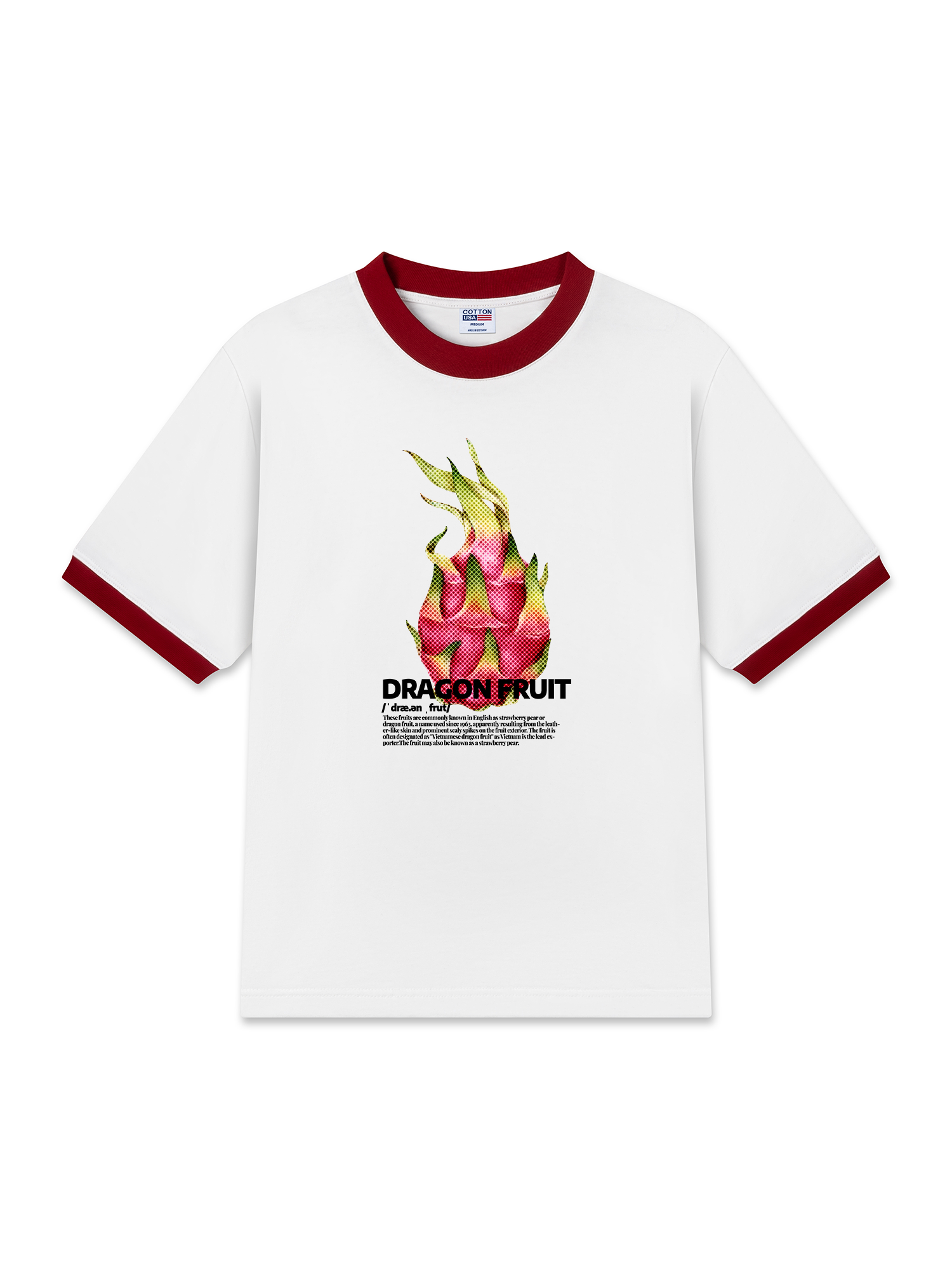 Áo Thun Ringer Relaxed Fit Tropical Dragon Fruit Retro