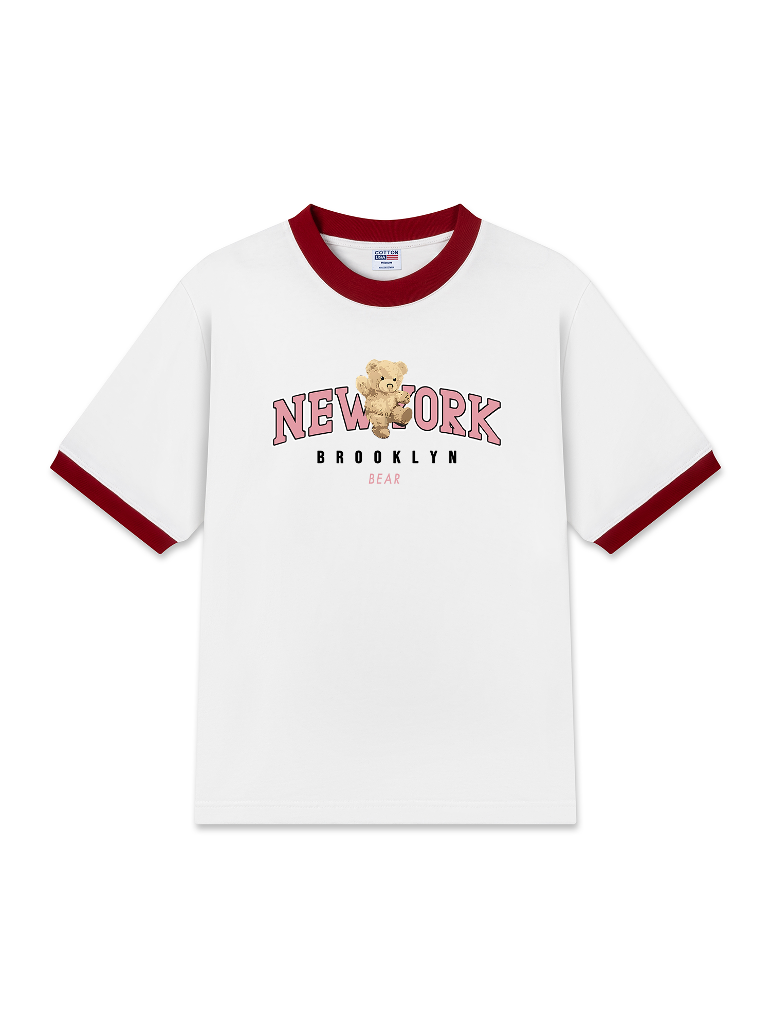 Áo Thun Ringer Relaxed Fit City Pink New York Bear