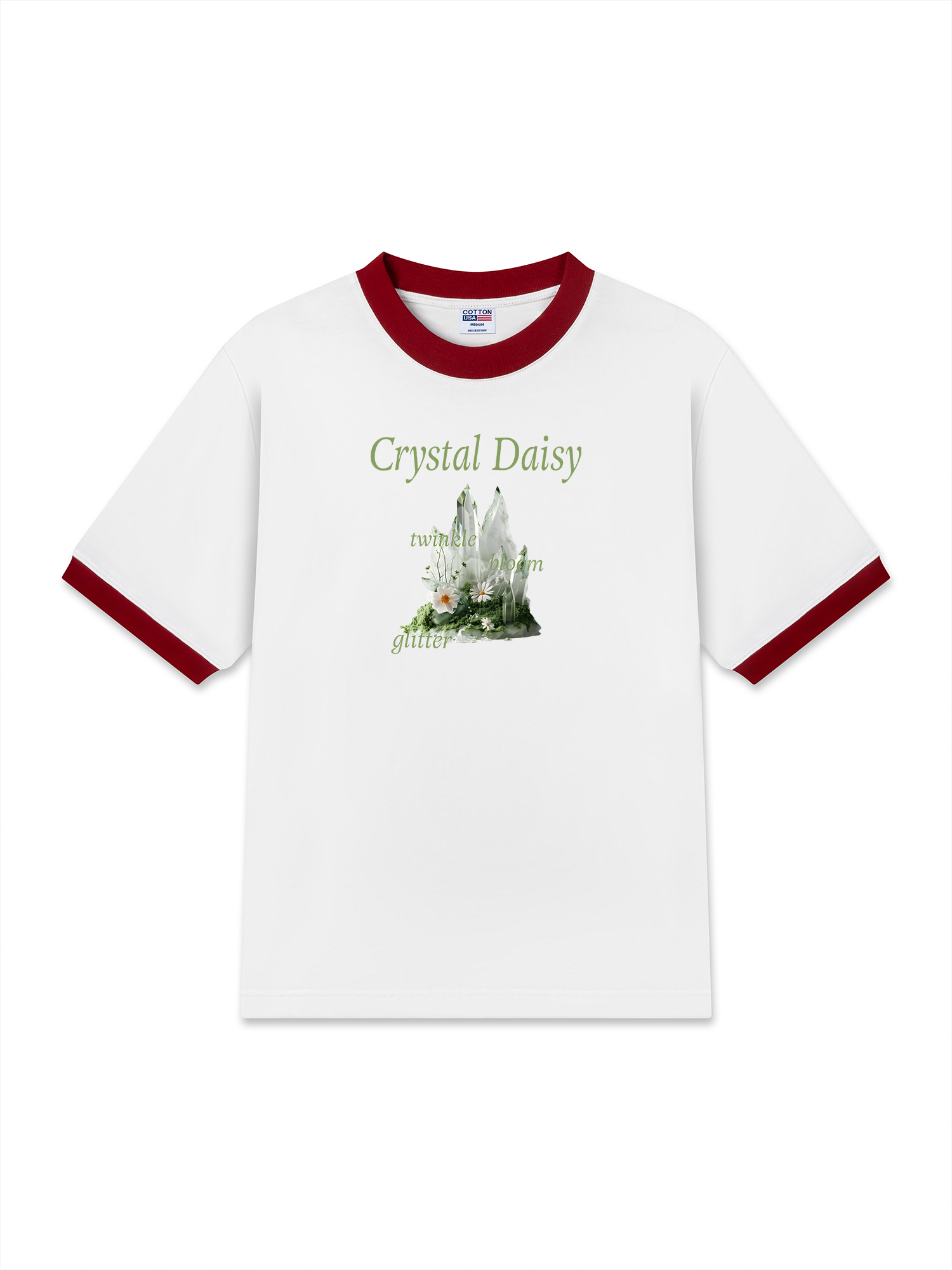 Áo Thun Ringer Relaxed Fit Floral Crytsal Daisy