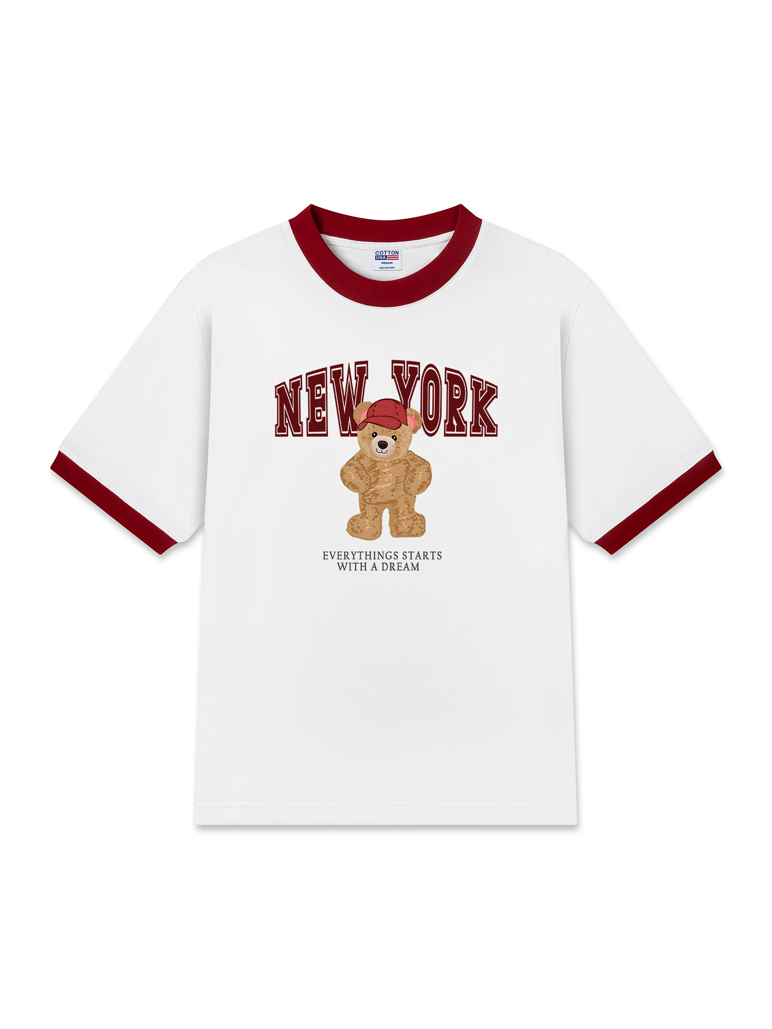 Áo Thun Ringer Relaxed Fit City New York Red Bear