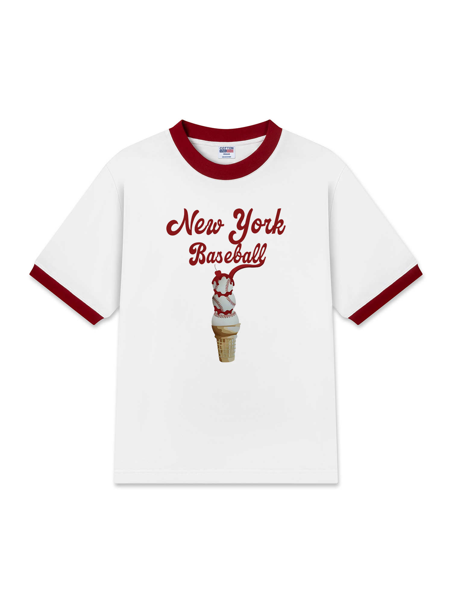 Áo Thun Ringer Relaxed Fit Baseball NewYork Ice Cream