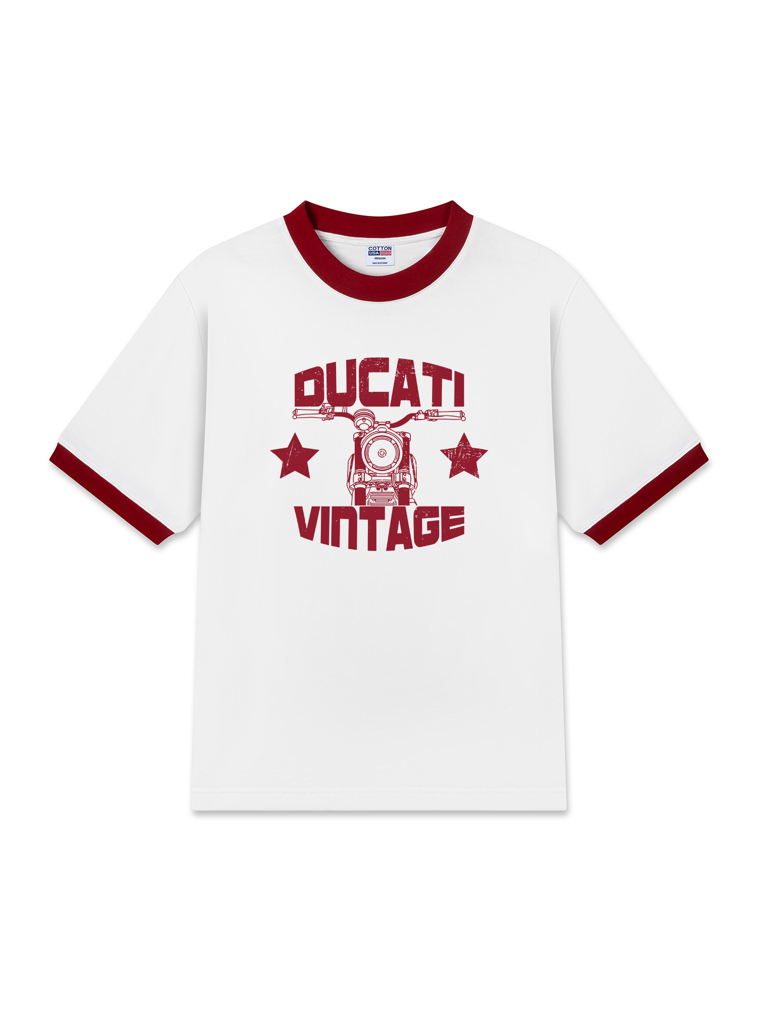 Áo Thun Ringer Cotton Cao Cấp Relaxed Fit Ducati Vintage