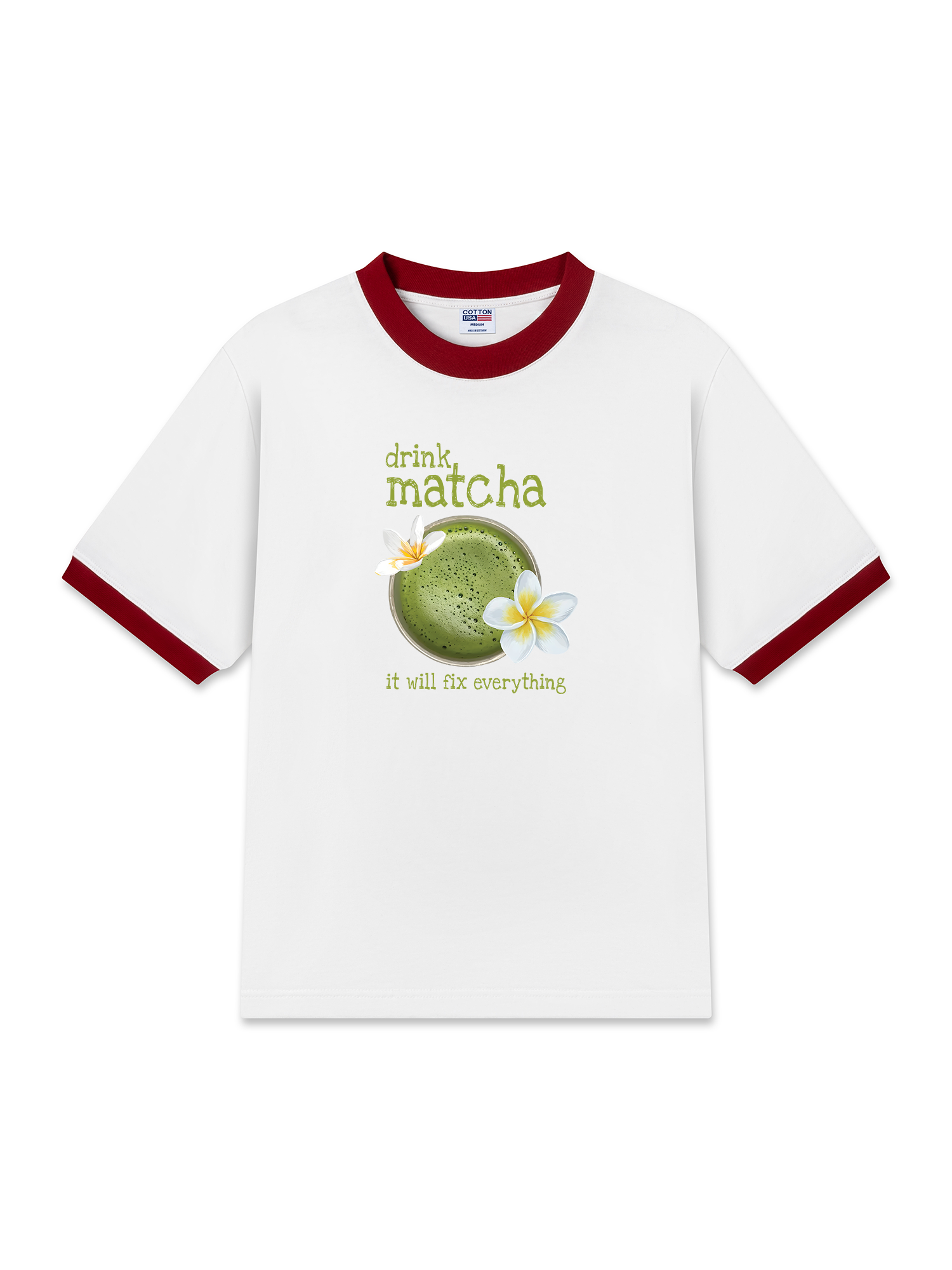 Áo Thun Ringer Relaxed Fit Matcha Will Fix Everything