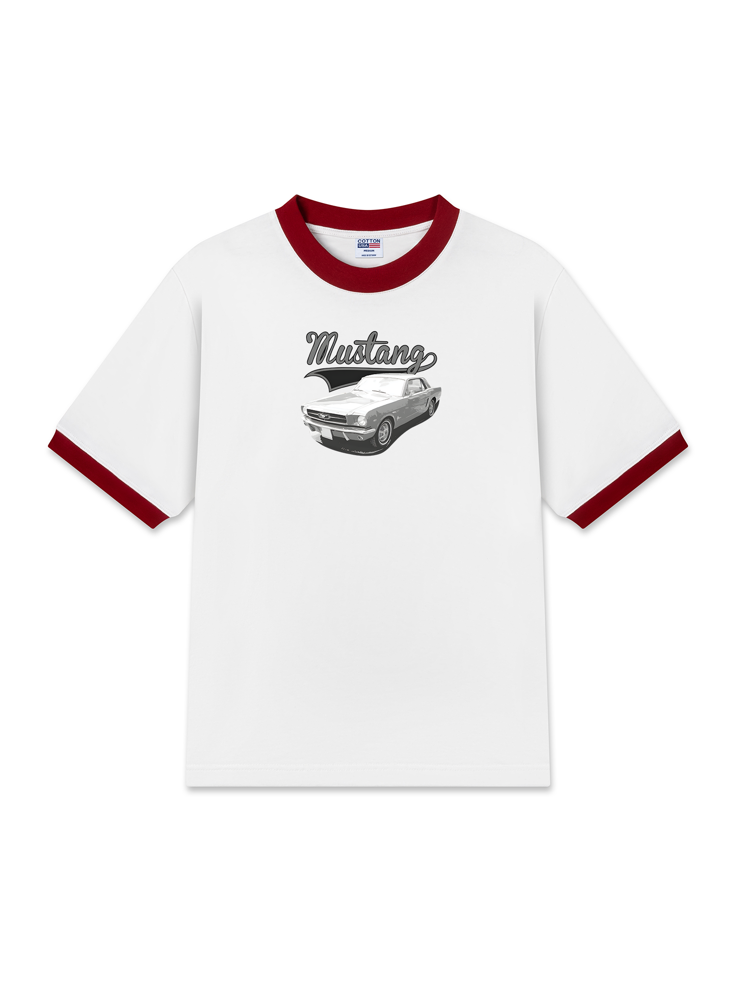 Áo Thun Ringer Relaxed Fit Mustang Vintage Black & White