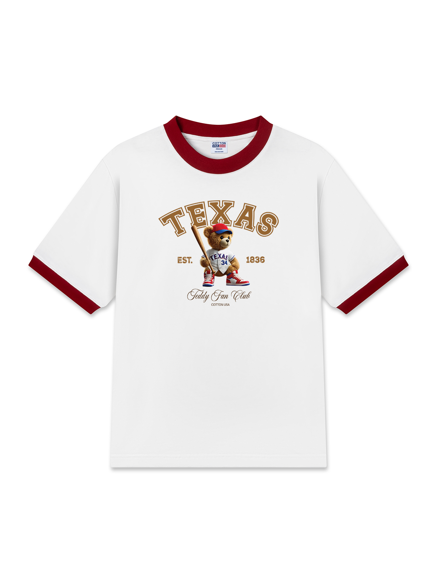 Áo Thun Ringer Relaxed Fit Baseball Texas Teddy Fan Club