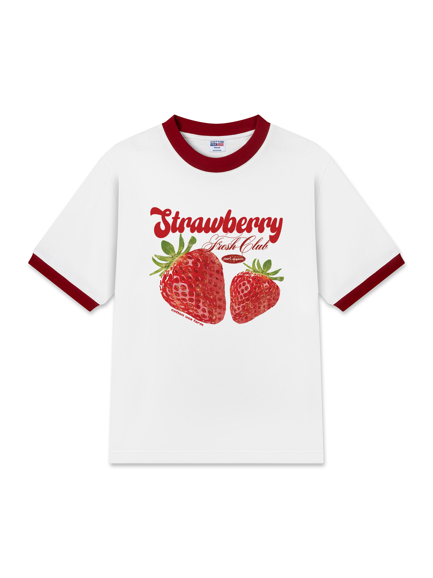 Áo Thun Ringer Relaxed Fit Tropical Strawberry Fresh Club