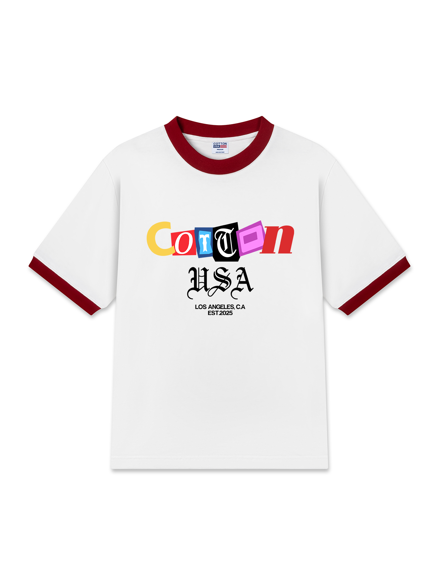 Áo Thun Ringer Relaxed Fit USA Paper Cut