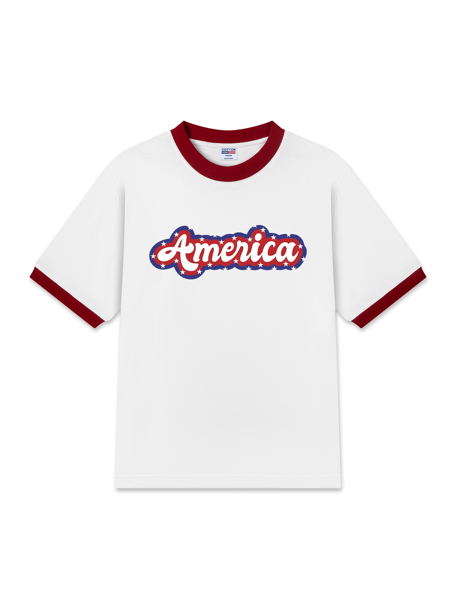 Áo Thun Ringer Relaxed Fit USA Retro Flag America