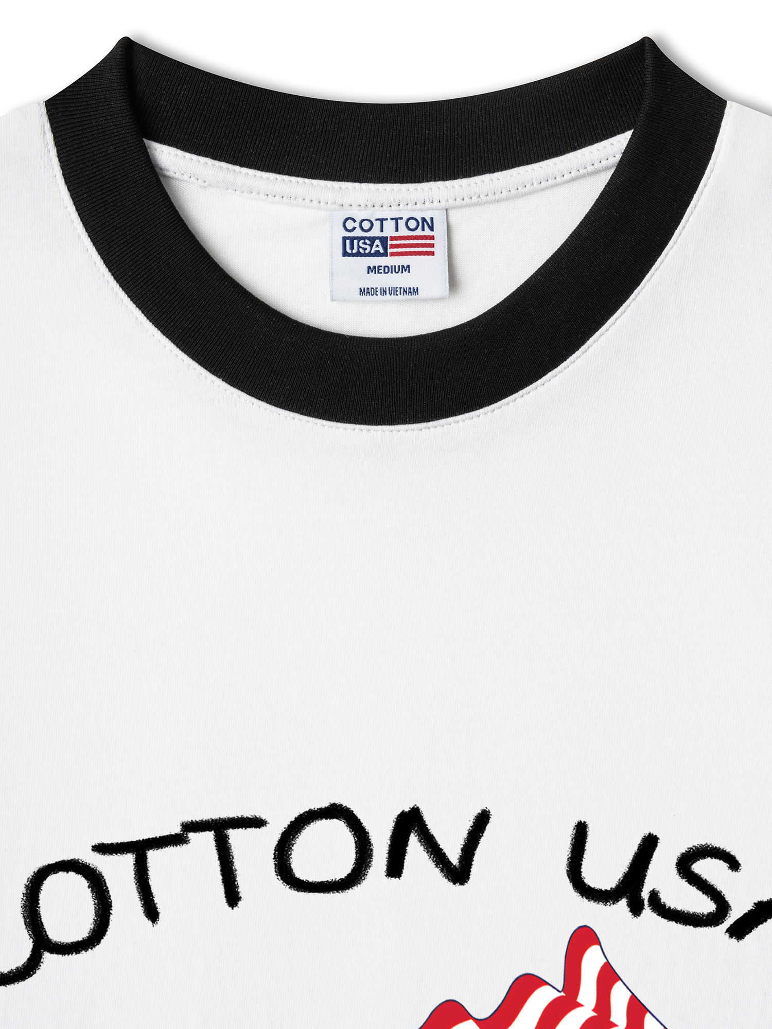 Áo Thun Ringer Relaxed Fit USA Floral Cotton Usa