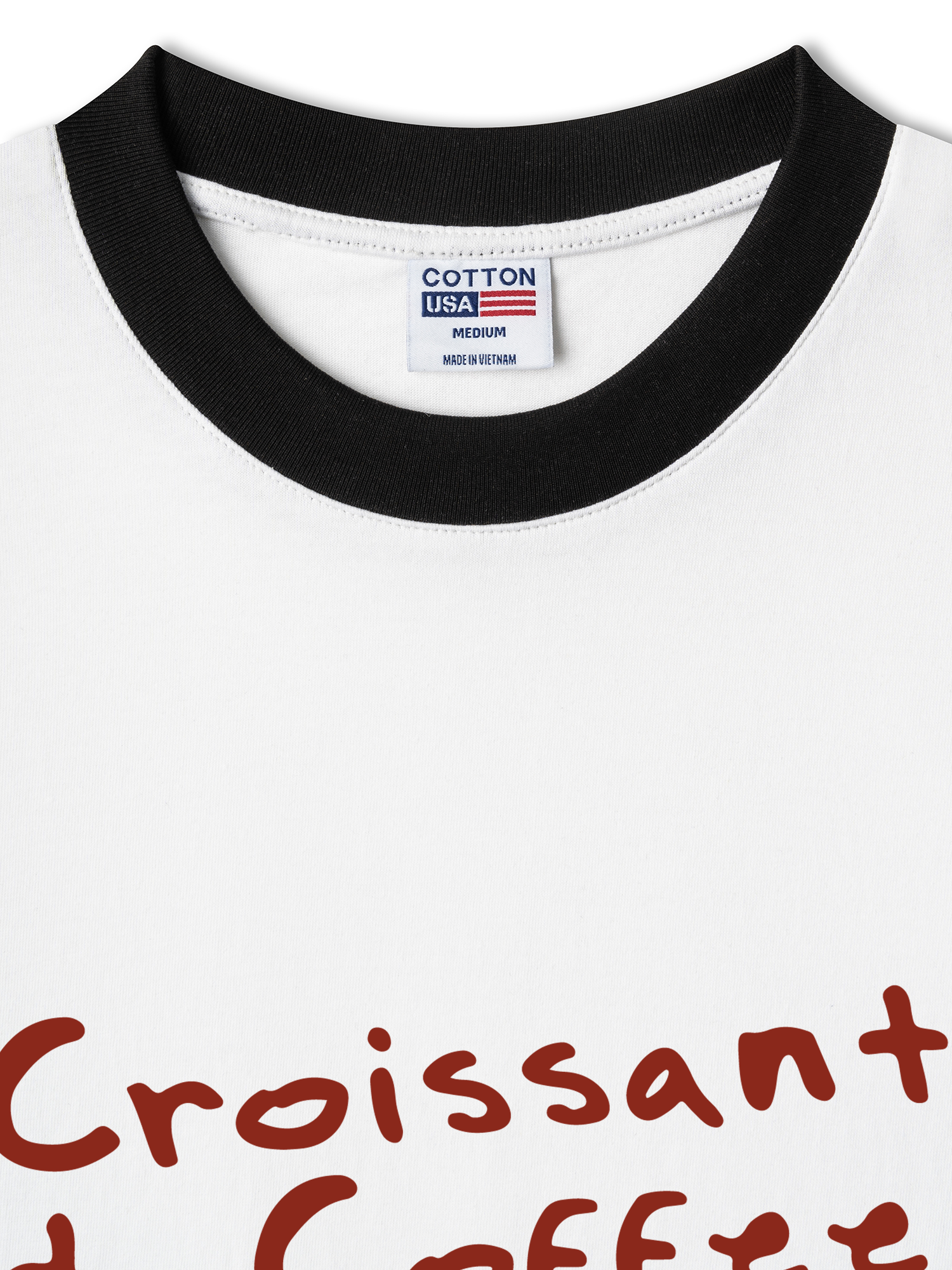 Áo Thun Ringer Relaxed Fit Croissant & Coffee For Breakfast