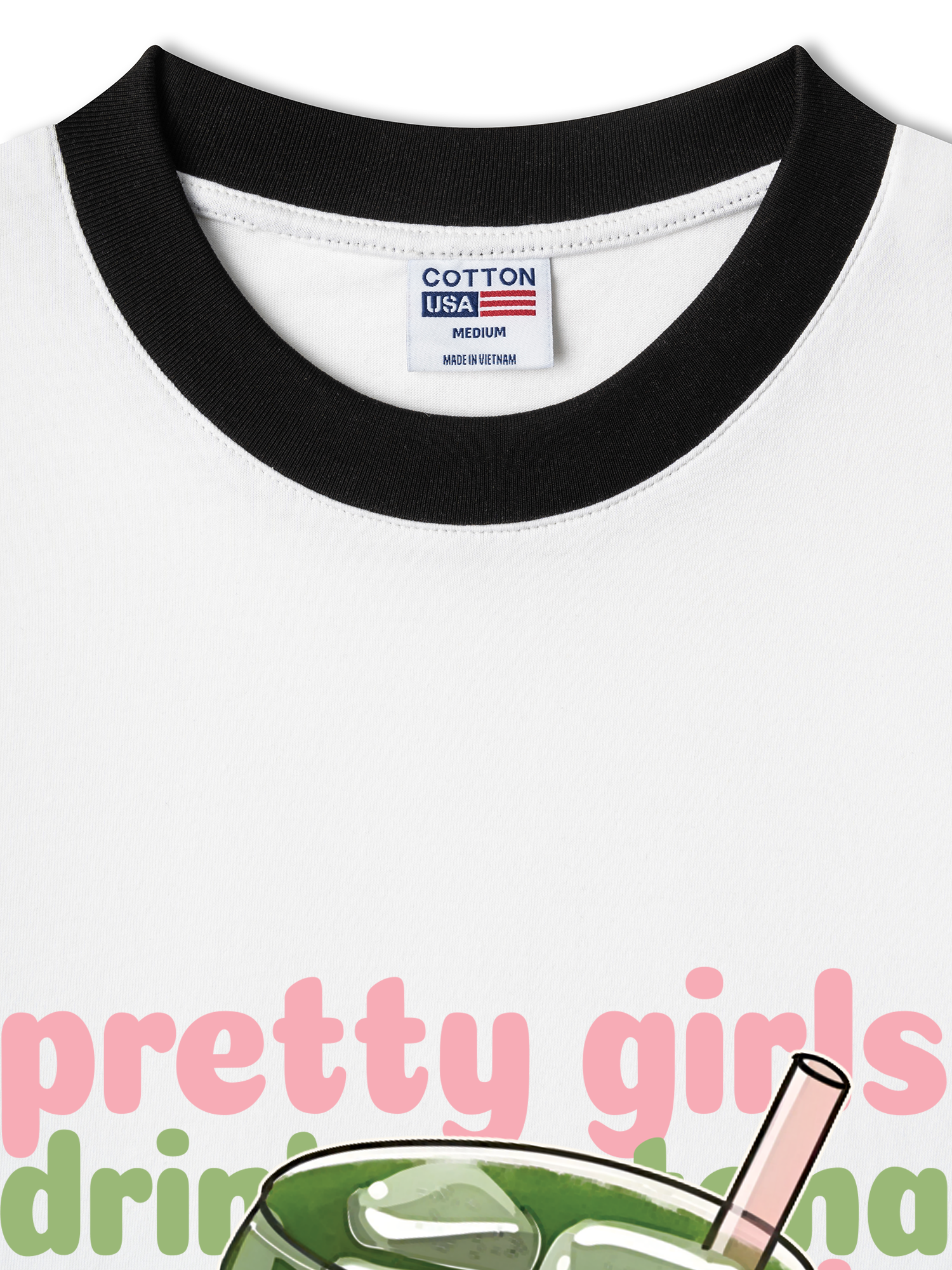 Áo Thun Ringer Relaxed Fit Pretty Girls Drink Matcha