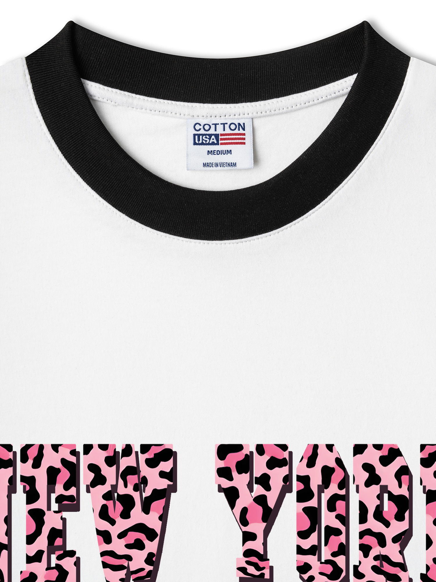 Áo Thun Ringer Relaxed Fit City Pink Leopard New York