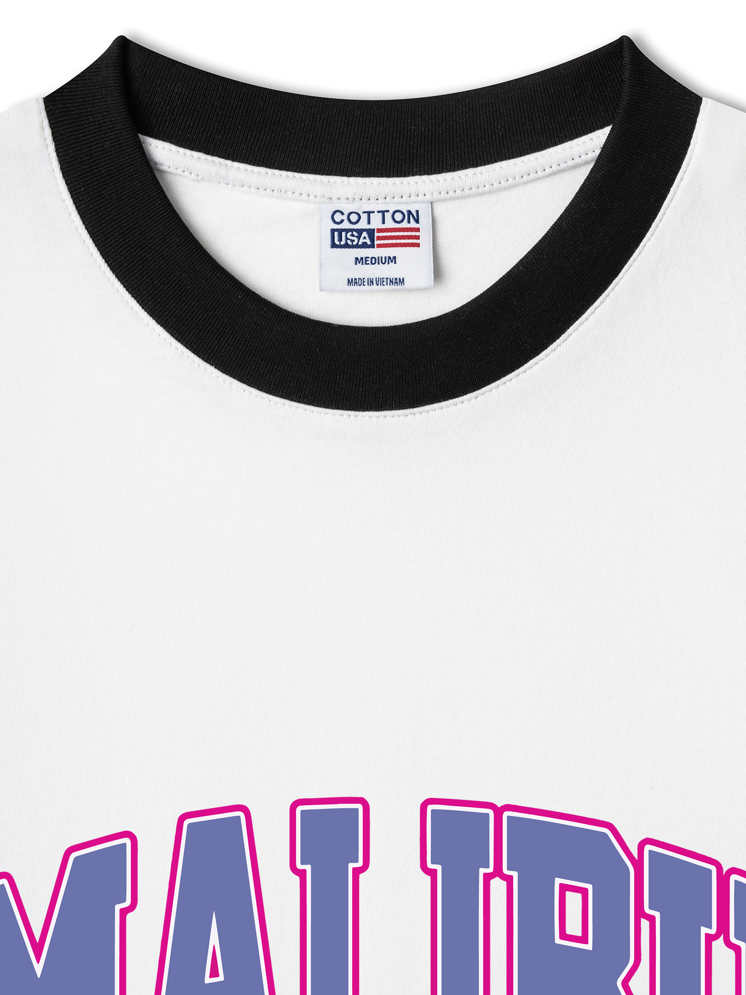 Áo Thun Ringer Relaxed Fit USA Malibu Beach Retro