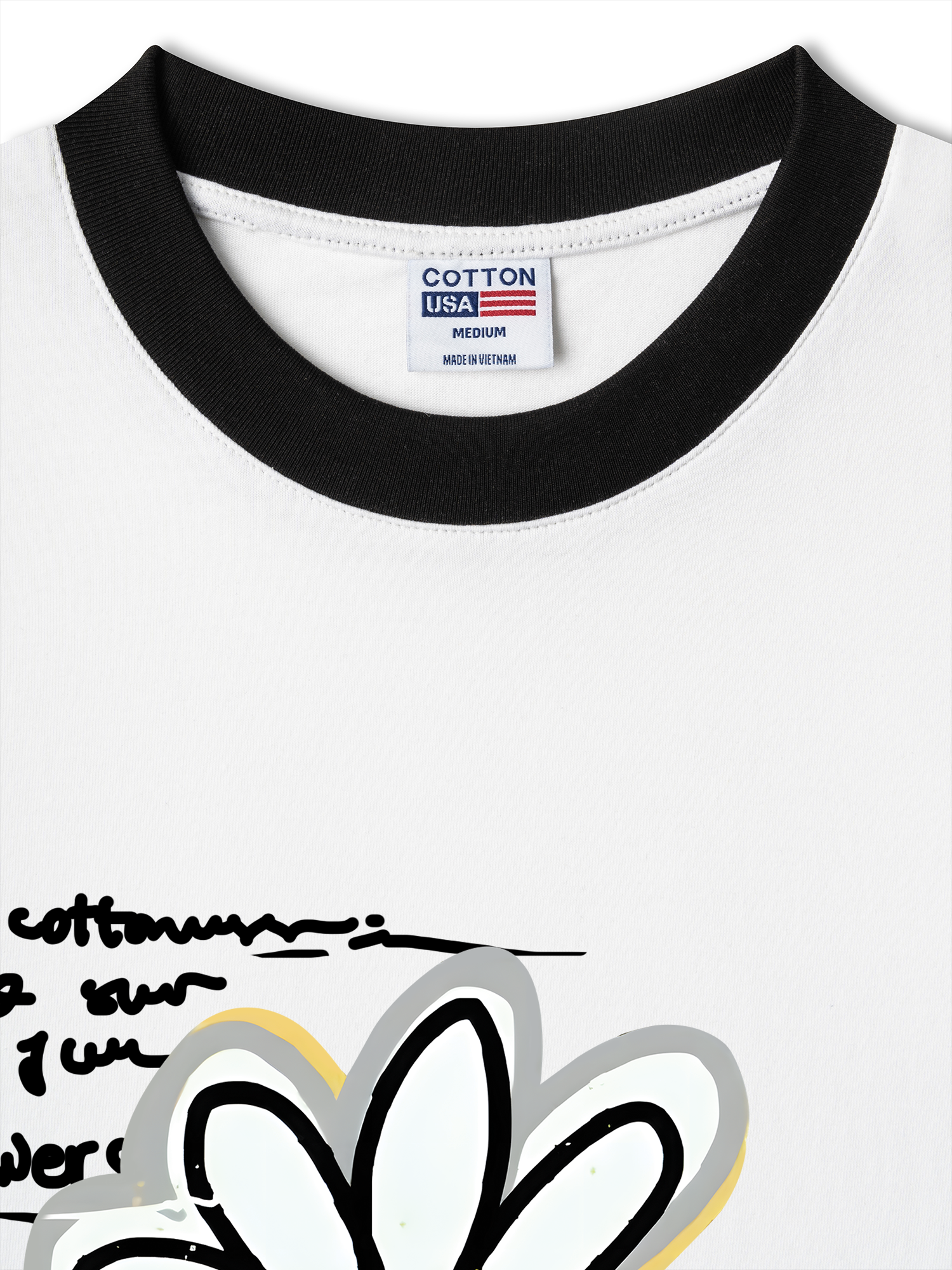 Áo Thun Ringer Relaxed Fit Cotton Usa Daisy Flower