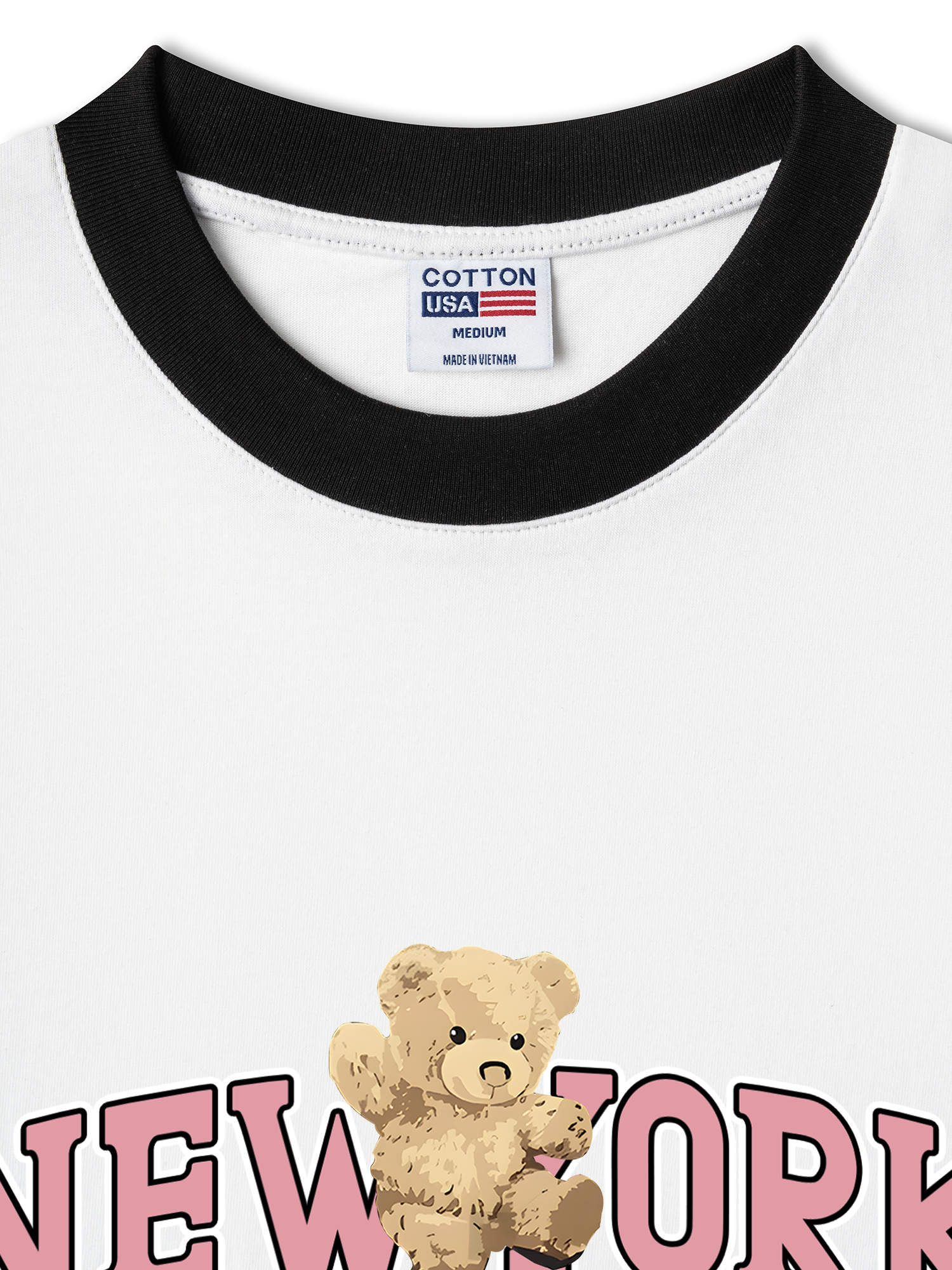 Áo Thun Ringer Relaxed Fit City Pink New York Bear