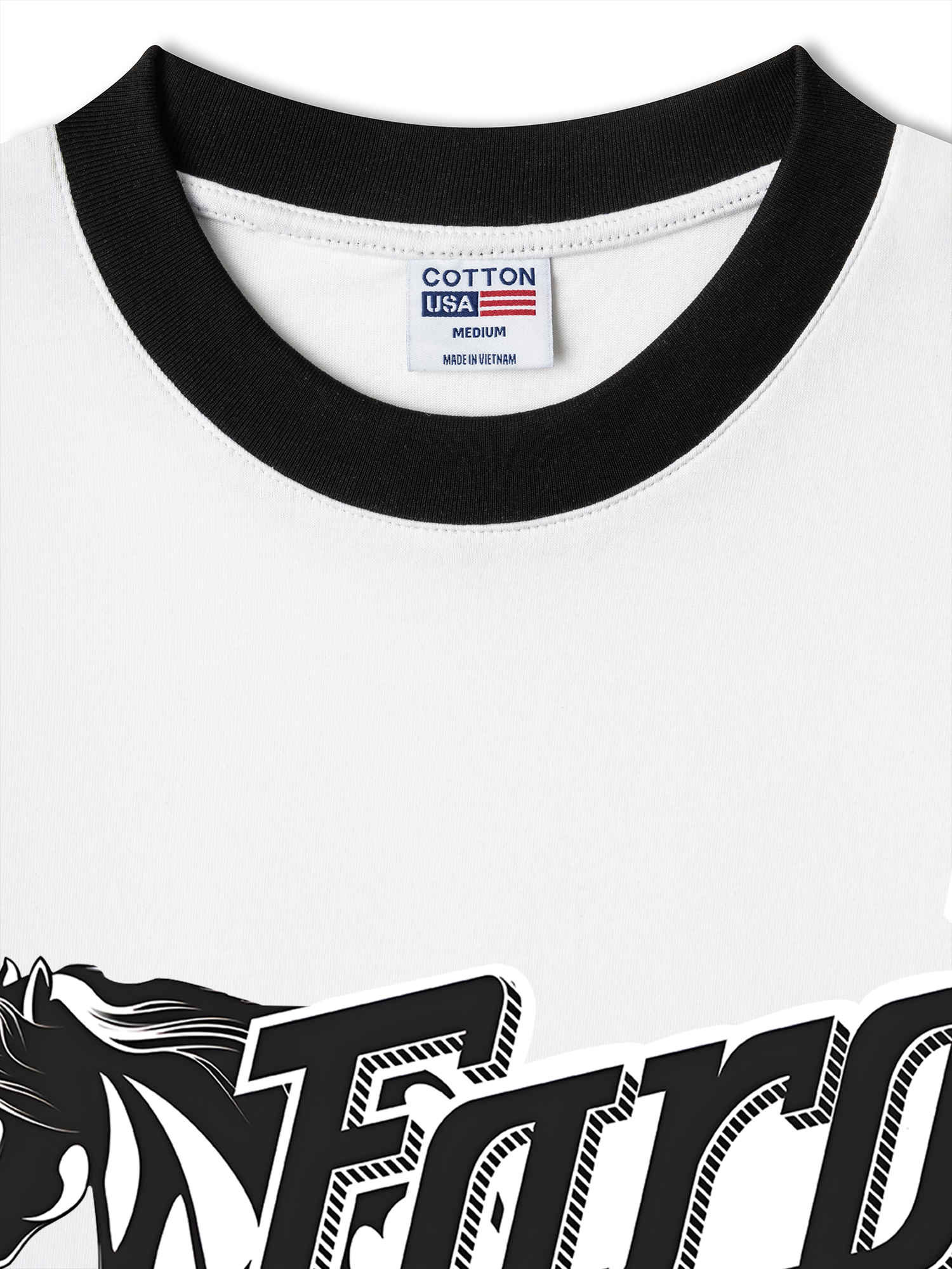 Áo Thun Ringer Relaxed Fit Mustang Black Horse Logo