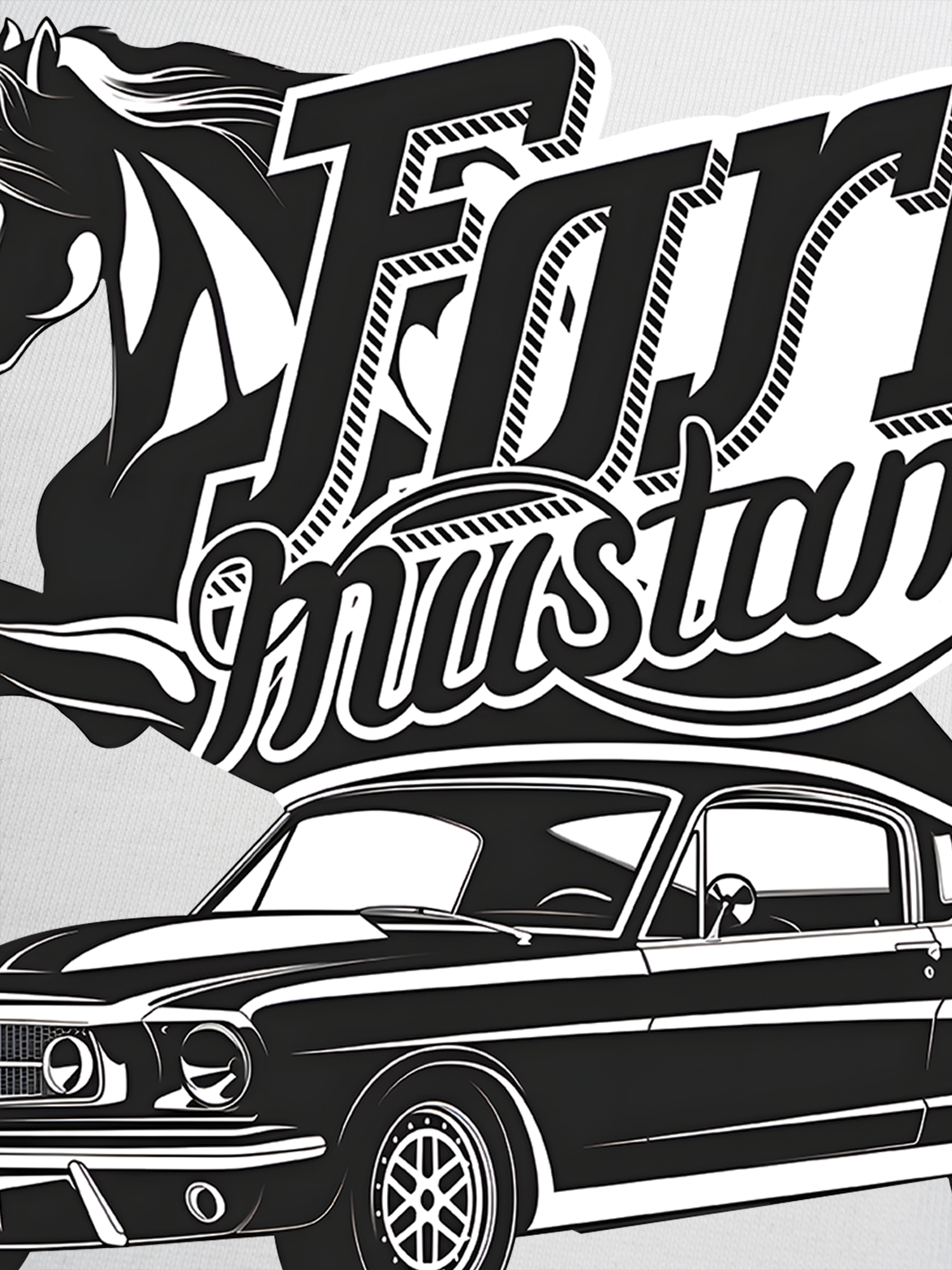 Áo Thun Ringer Relaxed Fit Mustang Black Horse Logo