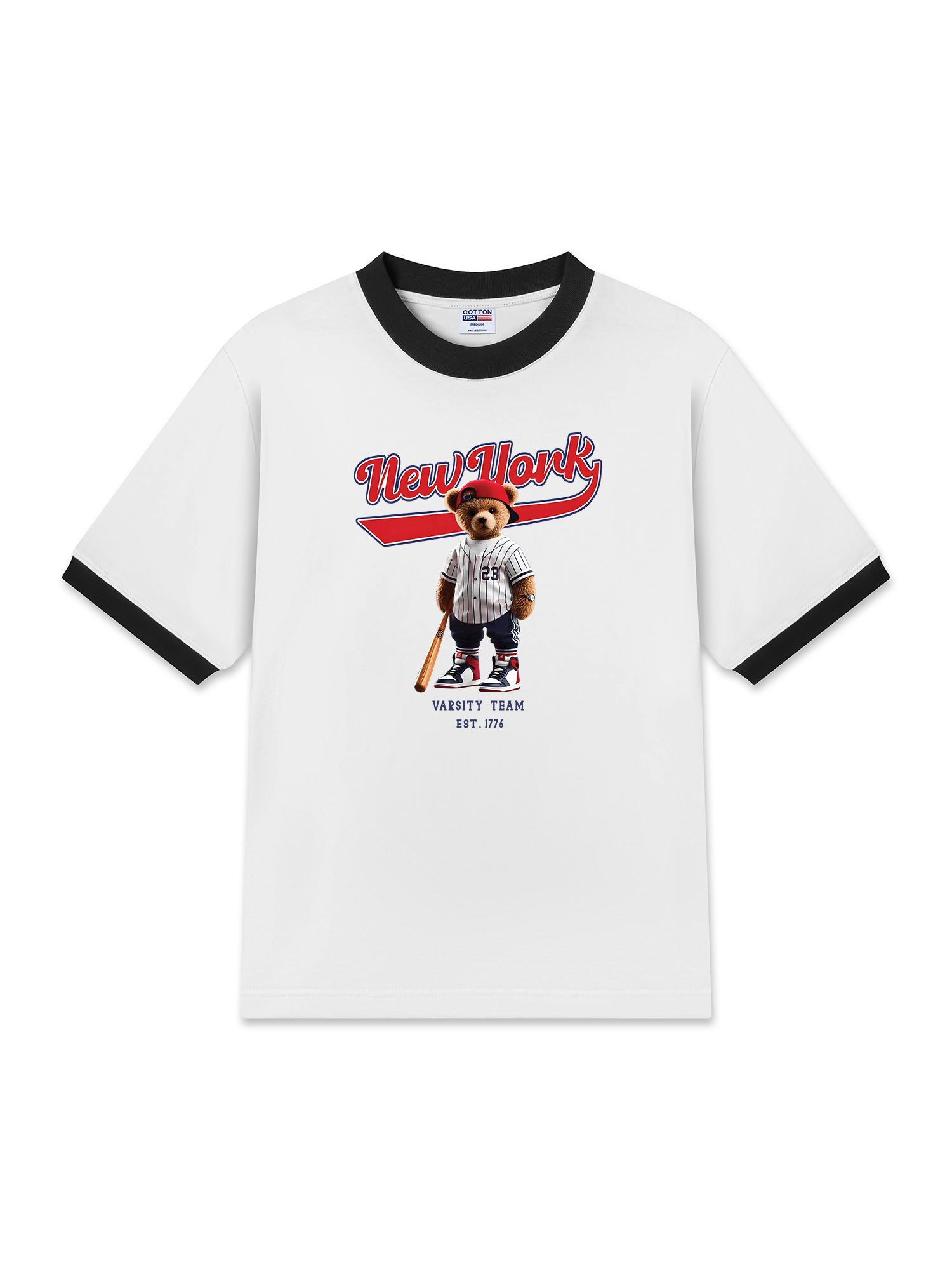 Áo Thun Ringer Relaxed Fit Baseball New York Teddy