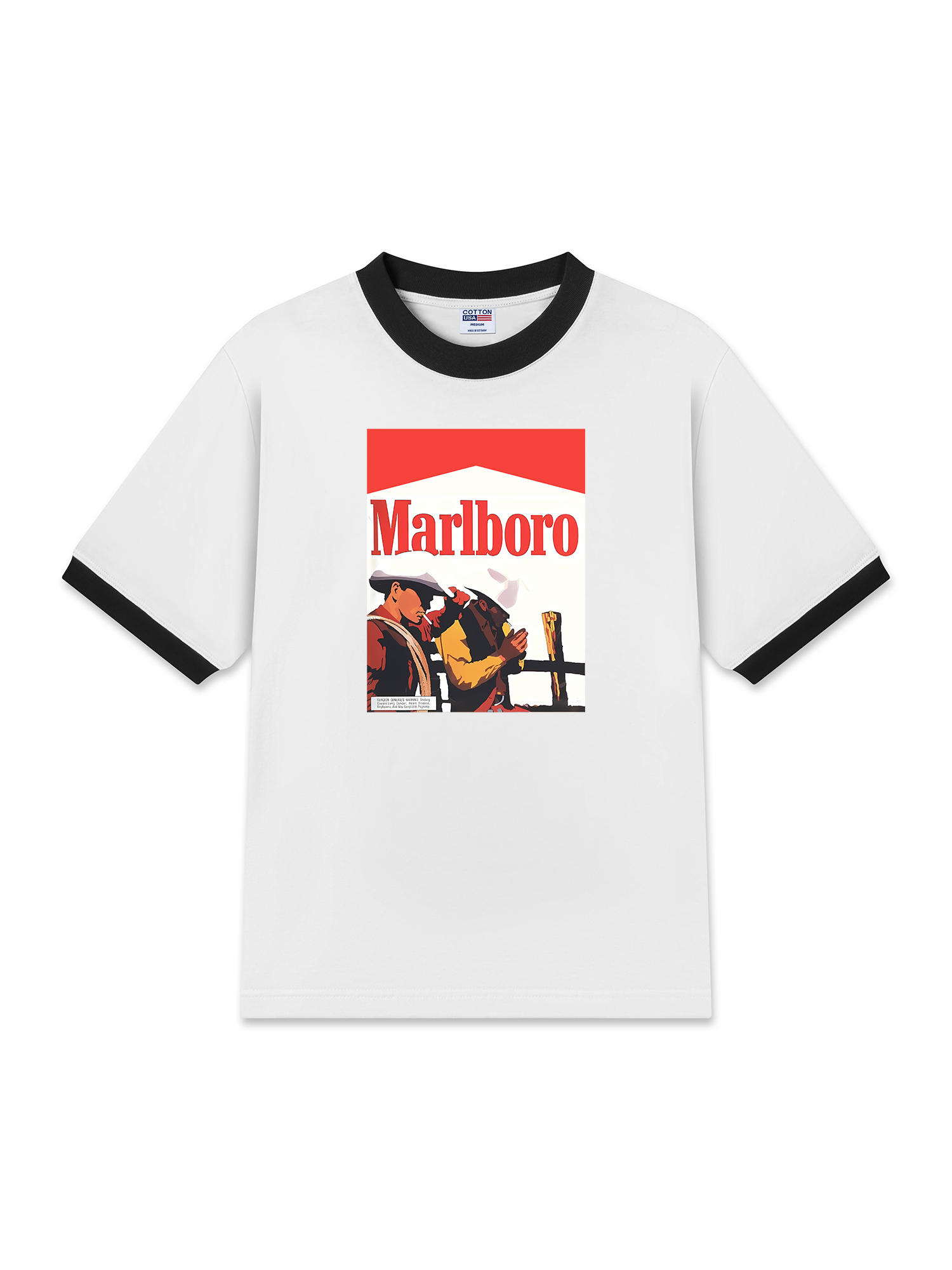 Áo Thun Ringer Relaxed Fit Marlboro Hunting Cowboy