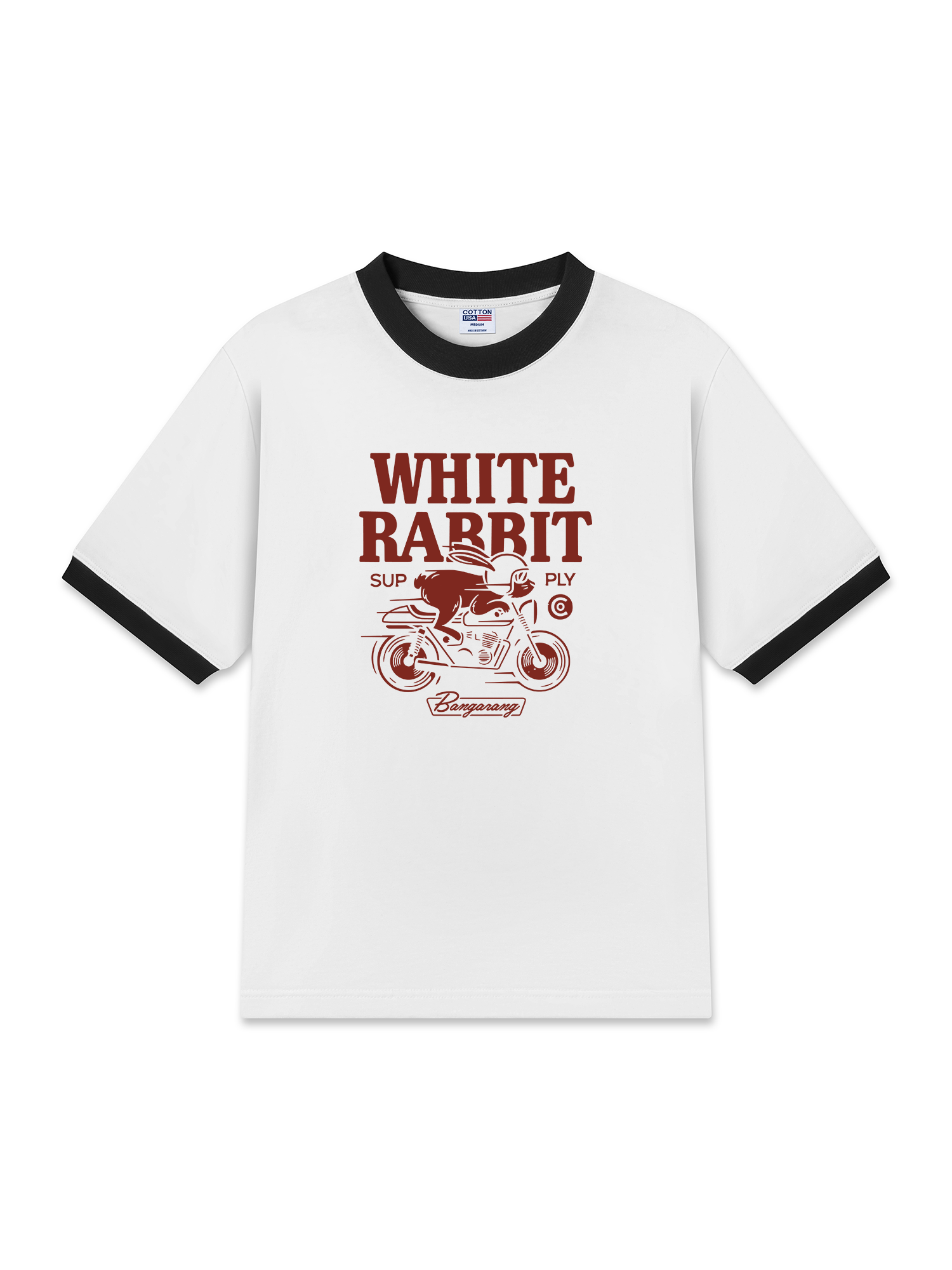 Áo Thun Ringer Relaxed Fit White Rabbit Cycling