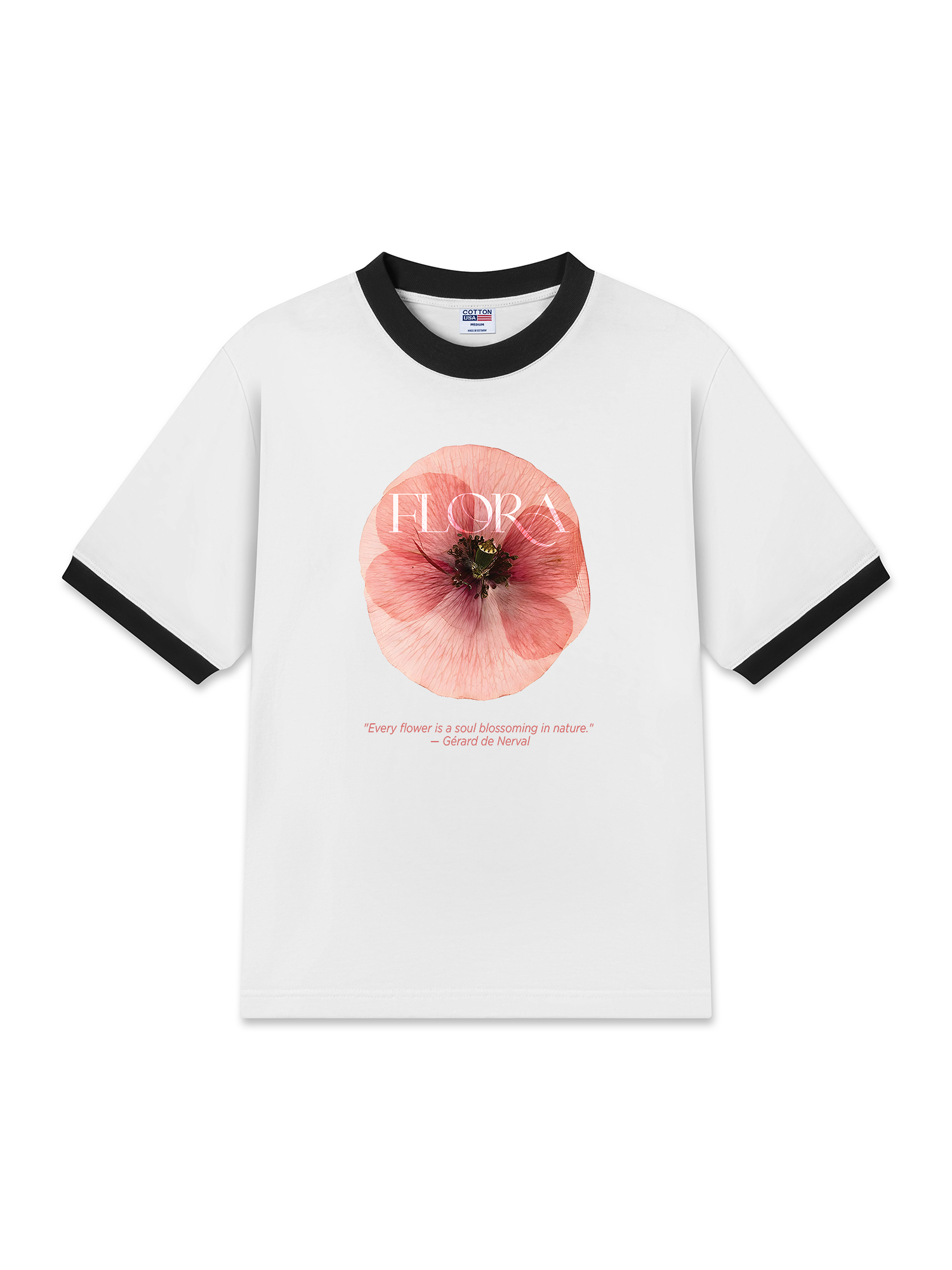 Áo Thun Ringer Relaxed Fit Floral Quote