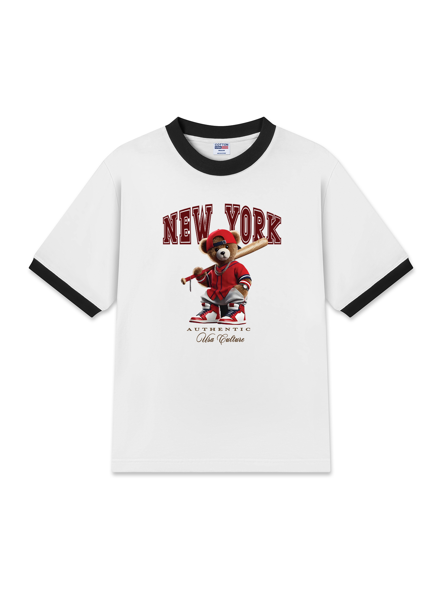 Áo Thun Ringer Relaxed Fit Baseball Authentic Teddy