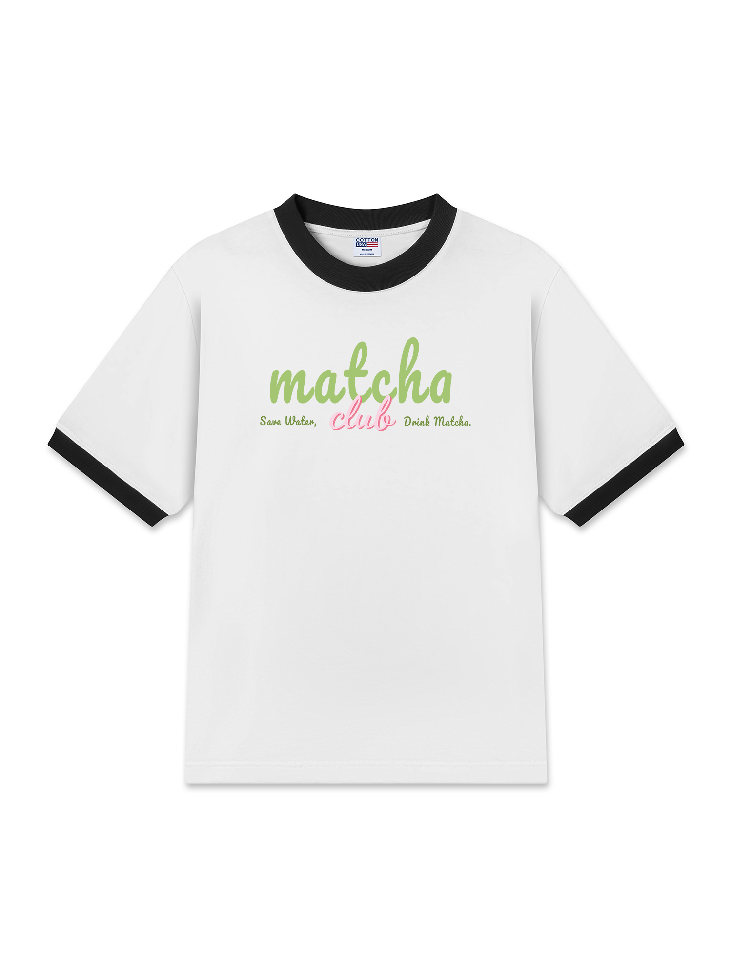 Áo Thun Ringer Relaxed Fit Save Water, Drink Matcha