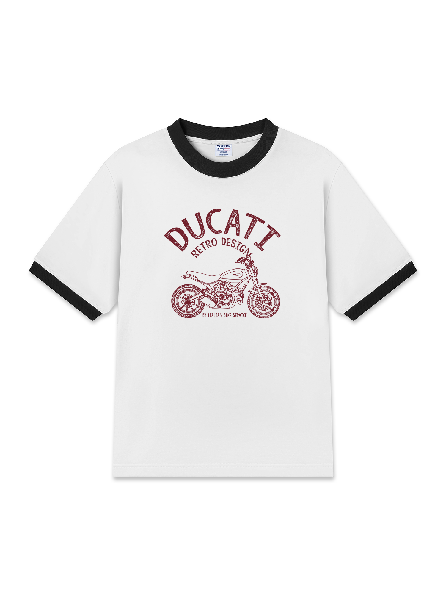 Áo Thun Ringer Relaxed Fit Ducati Vintage Vibes