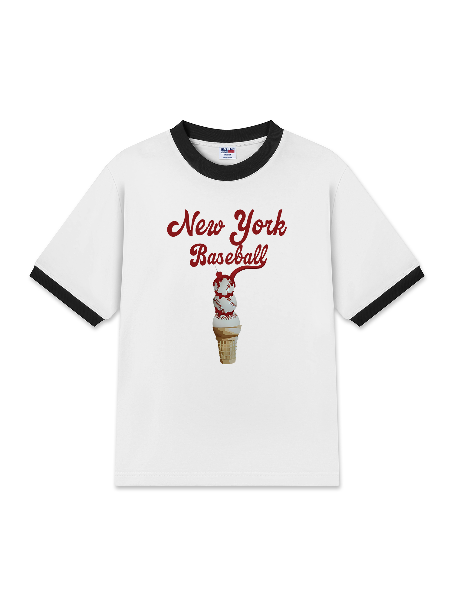 Áo Thun Ringer Relaxed Fit Baseball NewYork Ice Cream