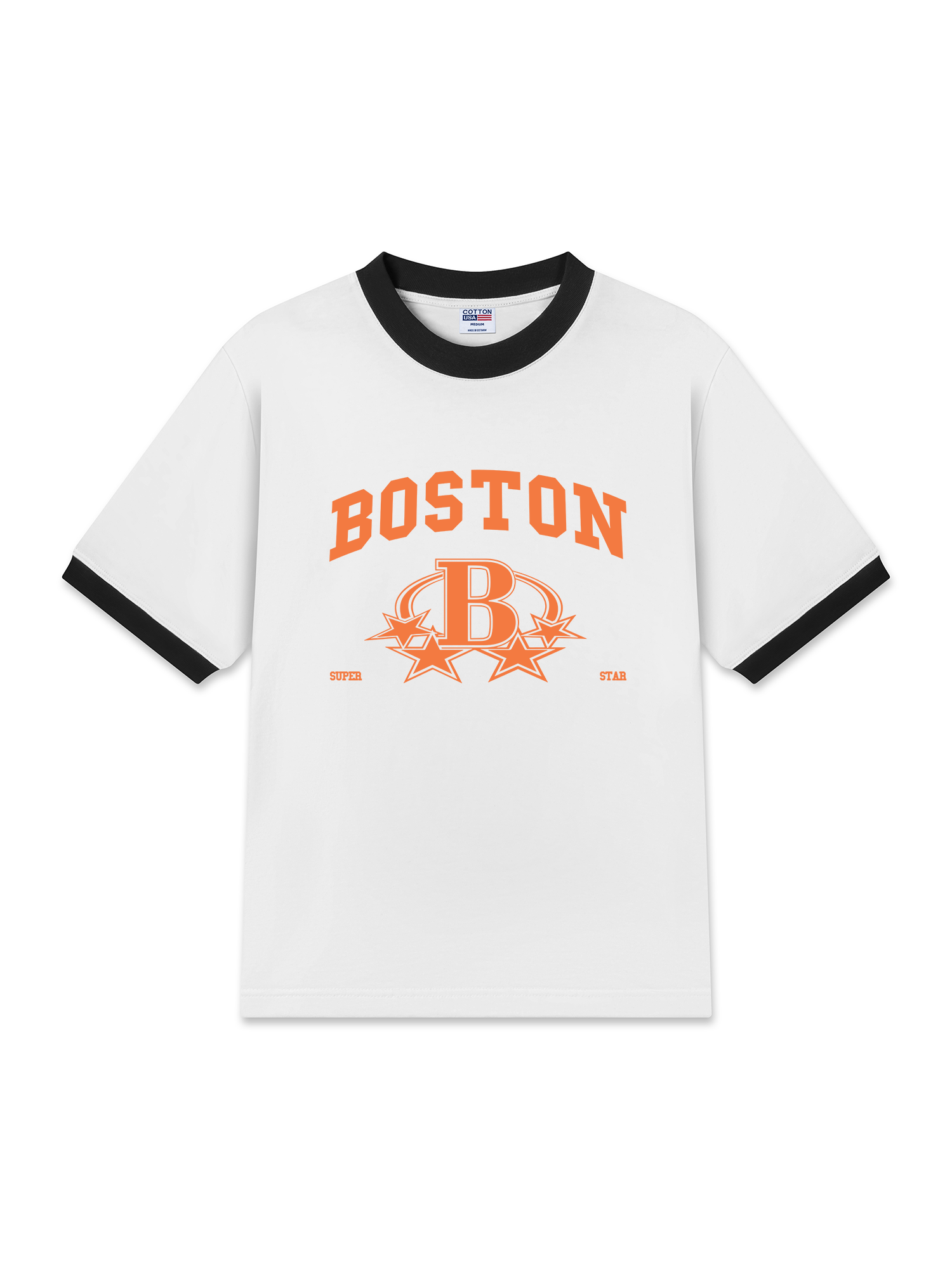 Áo Thun Ringer Relaxed Fit USA Boston Super Star