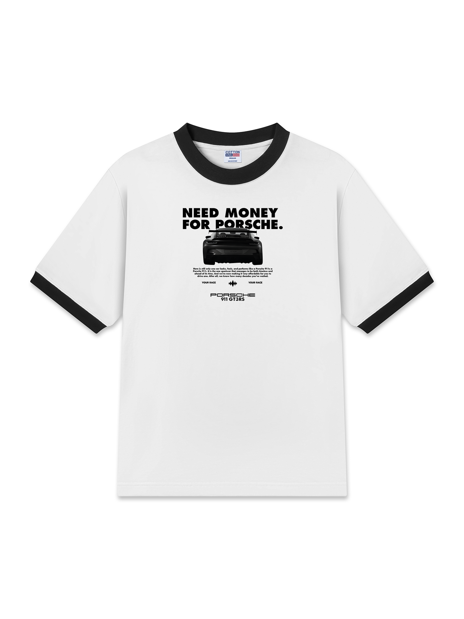 Áo Thun Ringer Relaxed Fit Porsche All Black 911 GT3RS