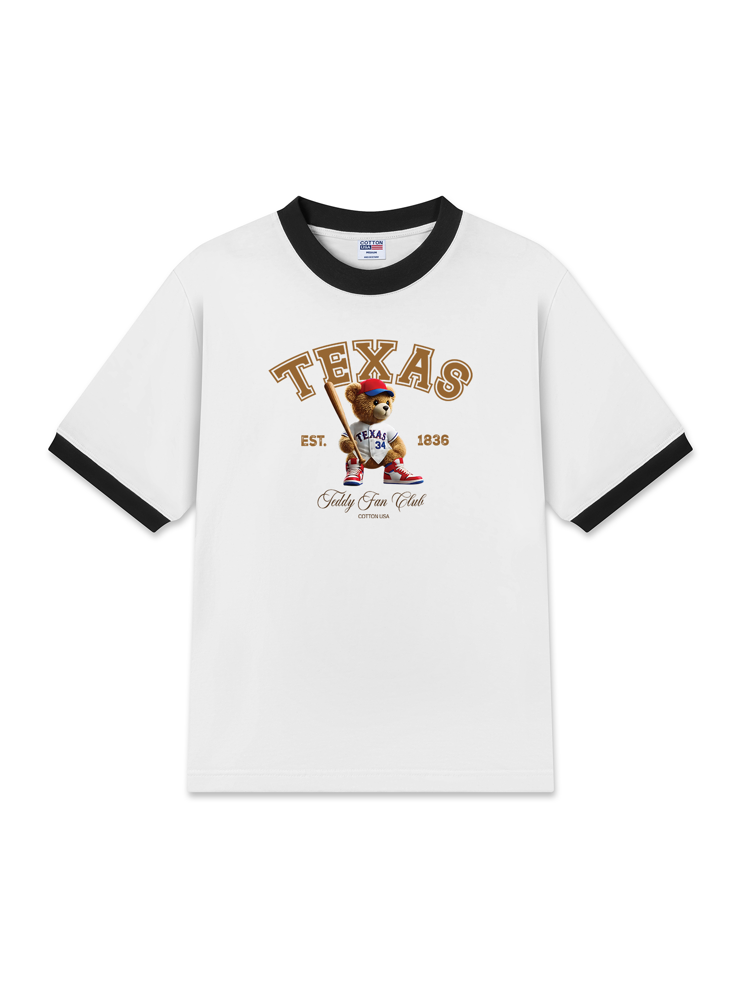 Áo Thun Ringer Relaxed Fit Baseball Texas Teddy Fan Club