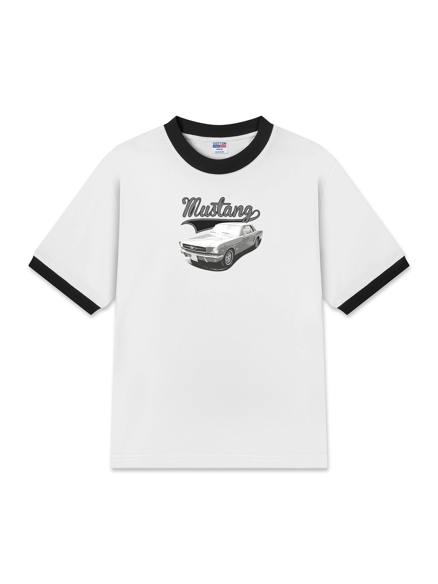 Áo Thun Ringer Relaxed Fit Mustang Vintage Black & White