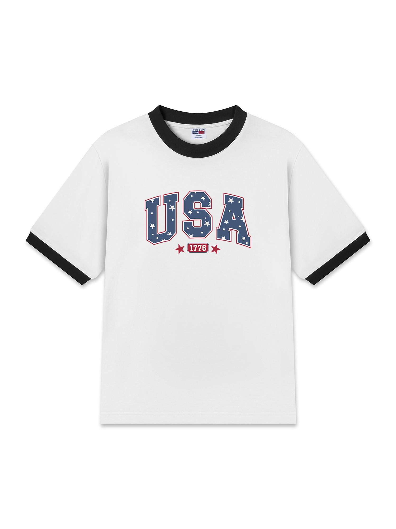 Áo Thun Ringer Relaxed Fit USA Retro Star