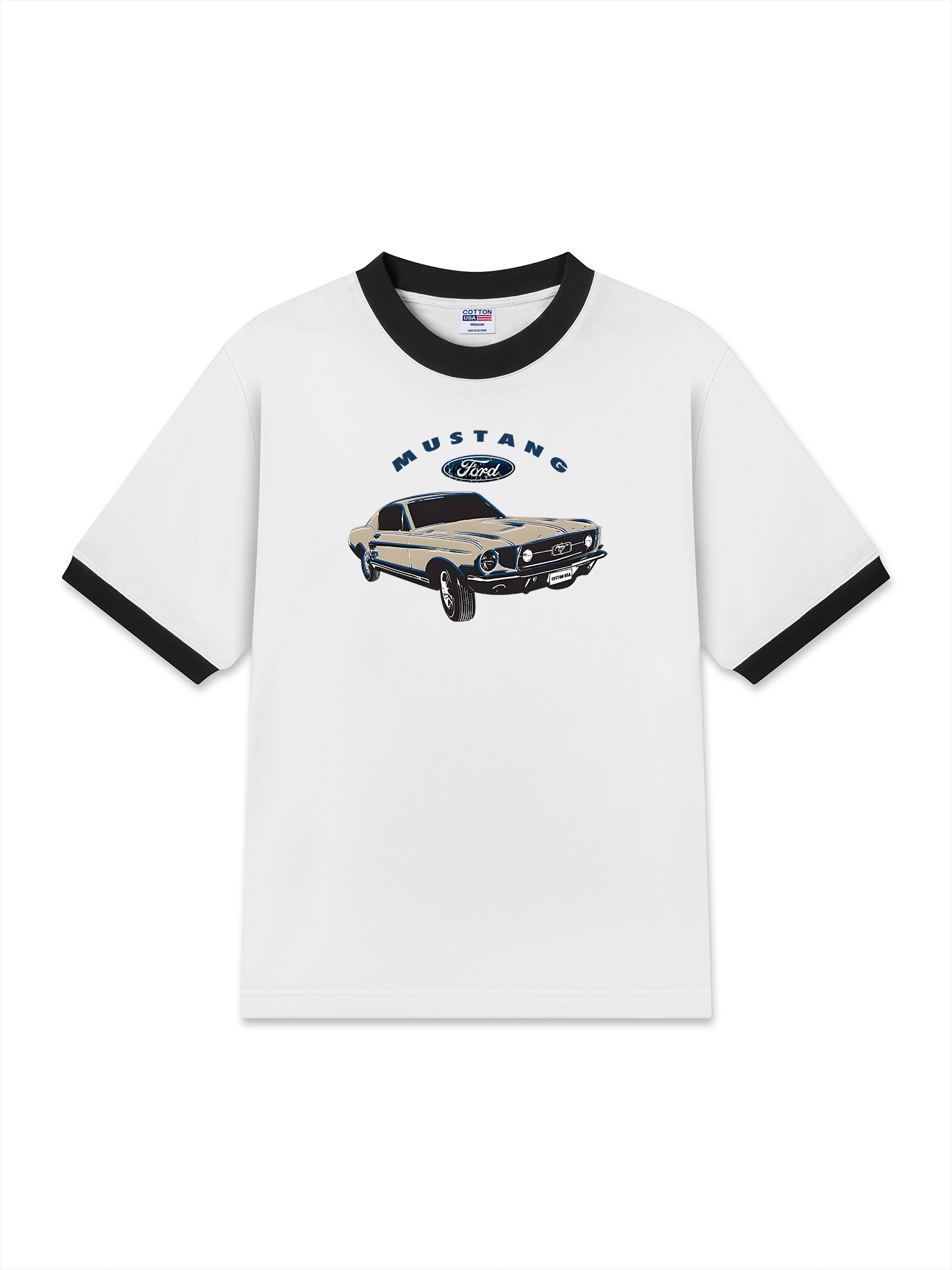 Áo Thun Ringer Relaxed Fit Mustang Ford Retro 90s