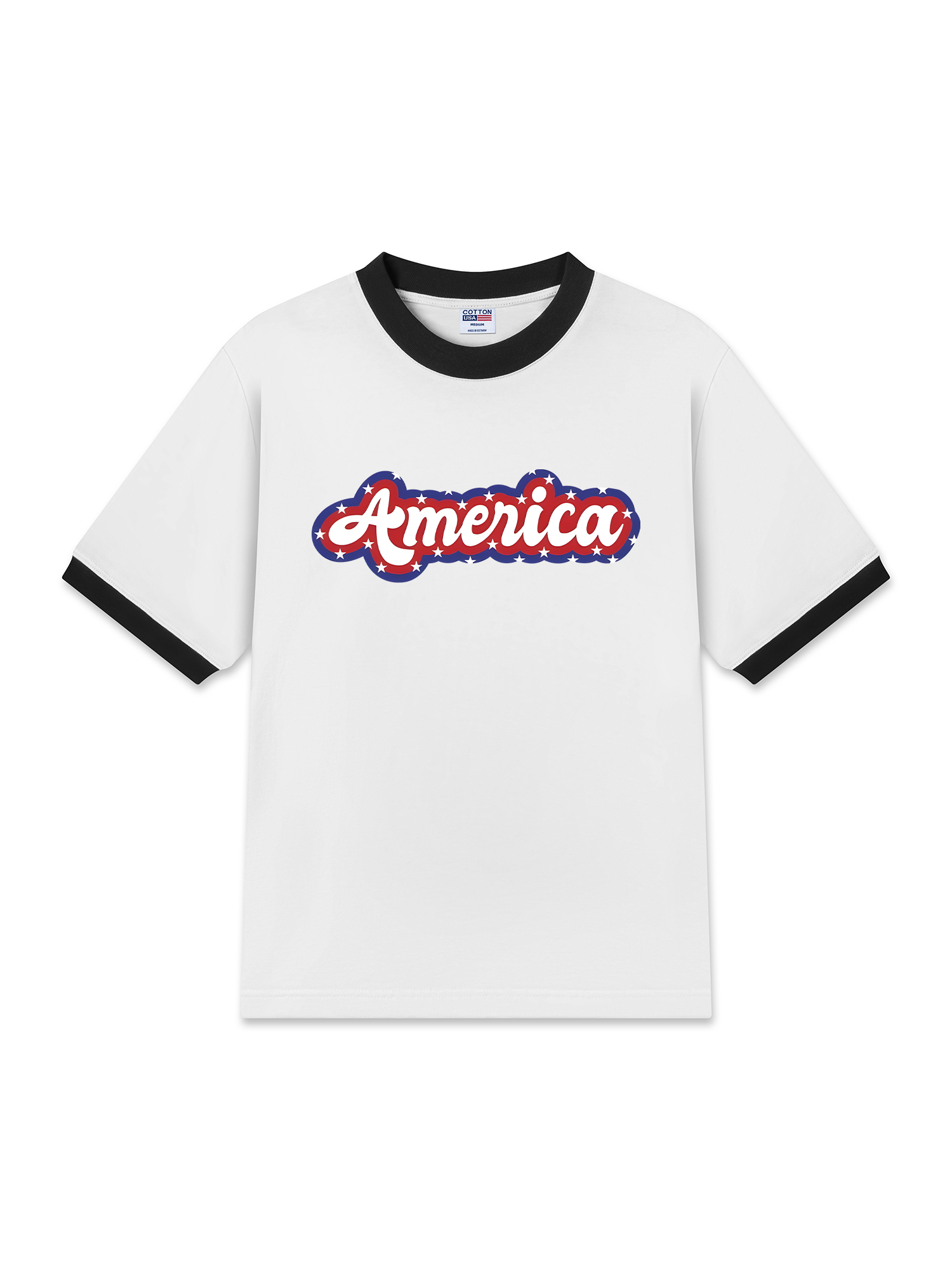 Áo Thun Ringer Relaxed Fit USA Retro Flag America