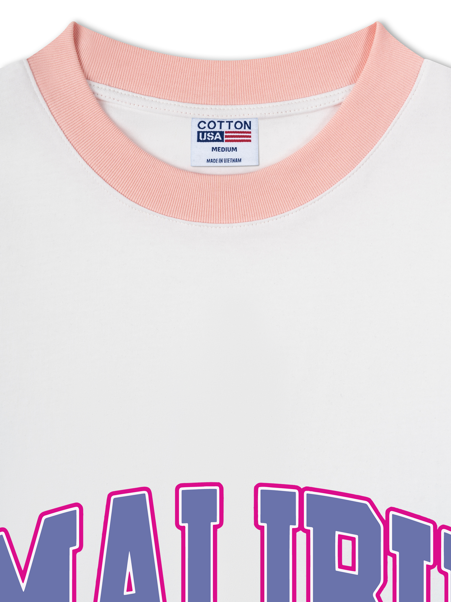 Áo Thun Ringer Relaxed Fit USA Malibu Beach Retro