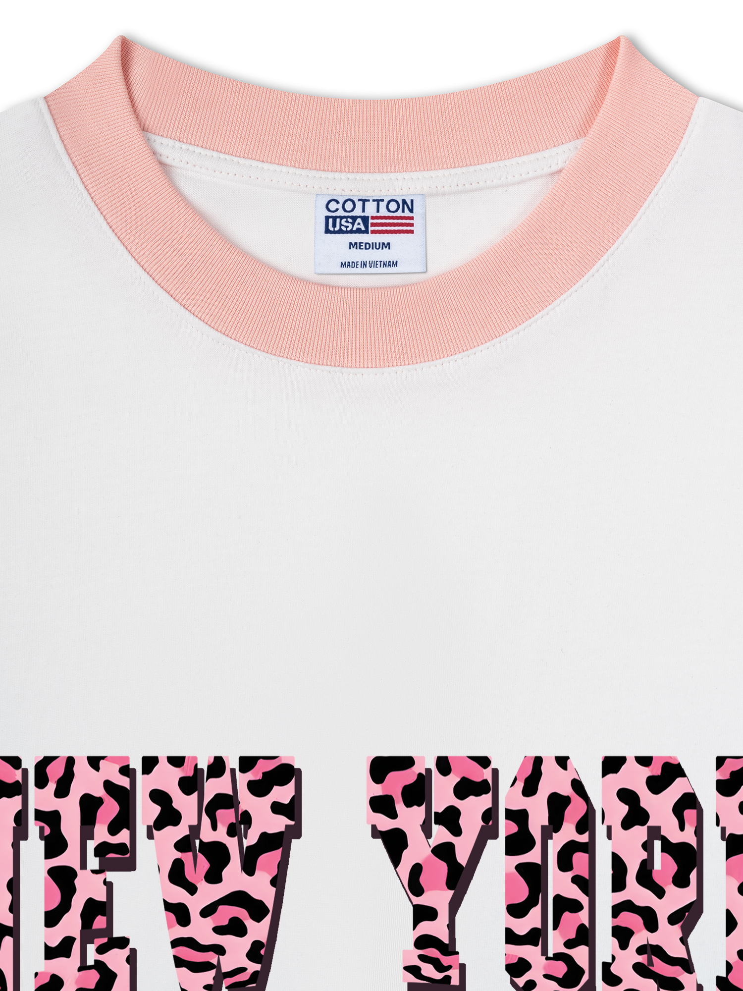 Áo Thun Ringer Relaxed Fit City Pink Leopard New York