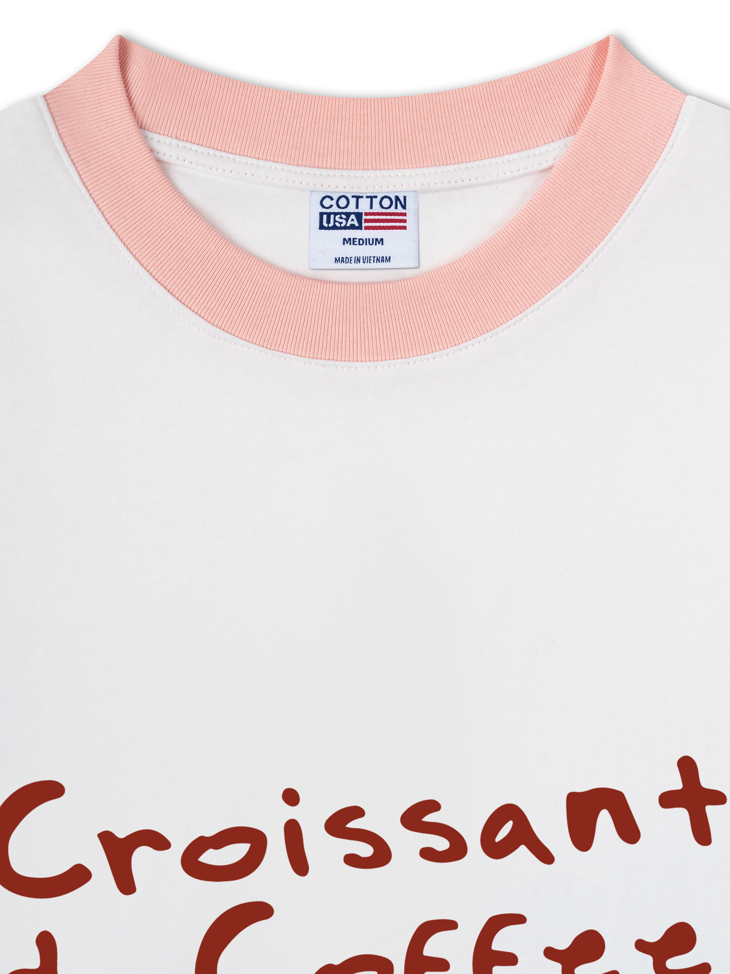 Áo Thun Ringer Relaxed Fit Croissant & Coffee For Breakfast