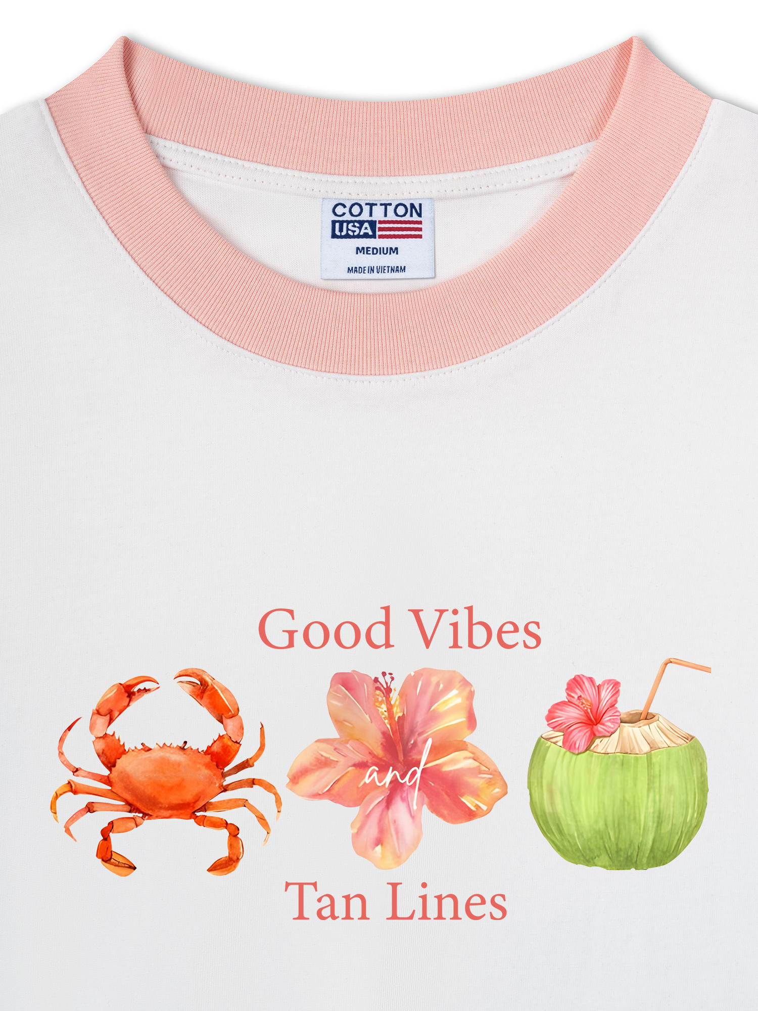 Áo Thun Ringer Relaxed Fit Tropical Good Vibes Tan