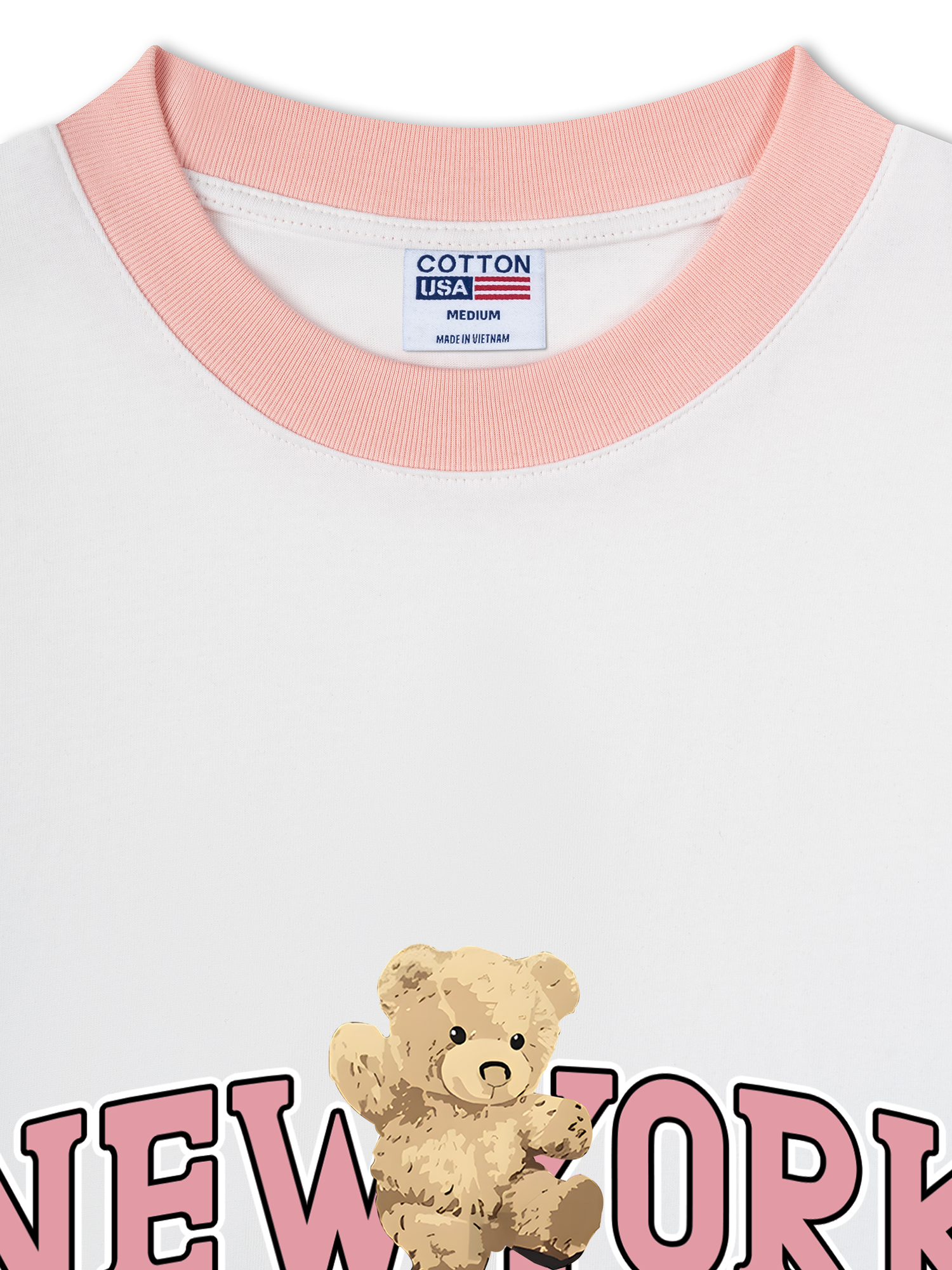 Áo Thun Ringer Relaxed Fit City Pink New York Bear