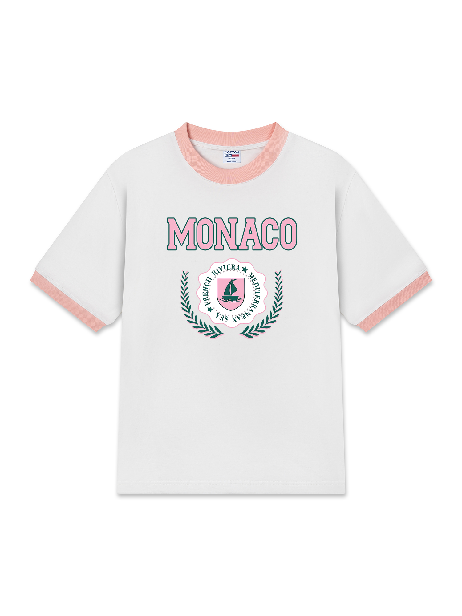 Áo Thun Ringer Relaxed Fit City Pink Monaco