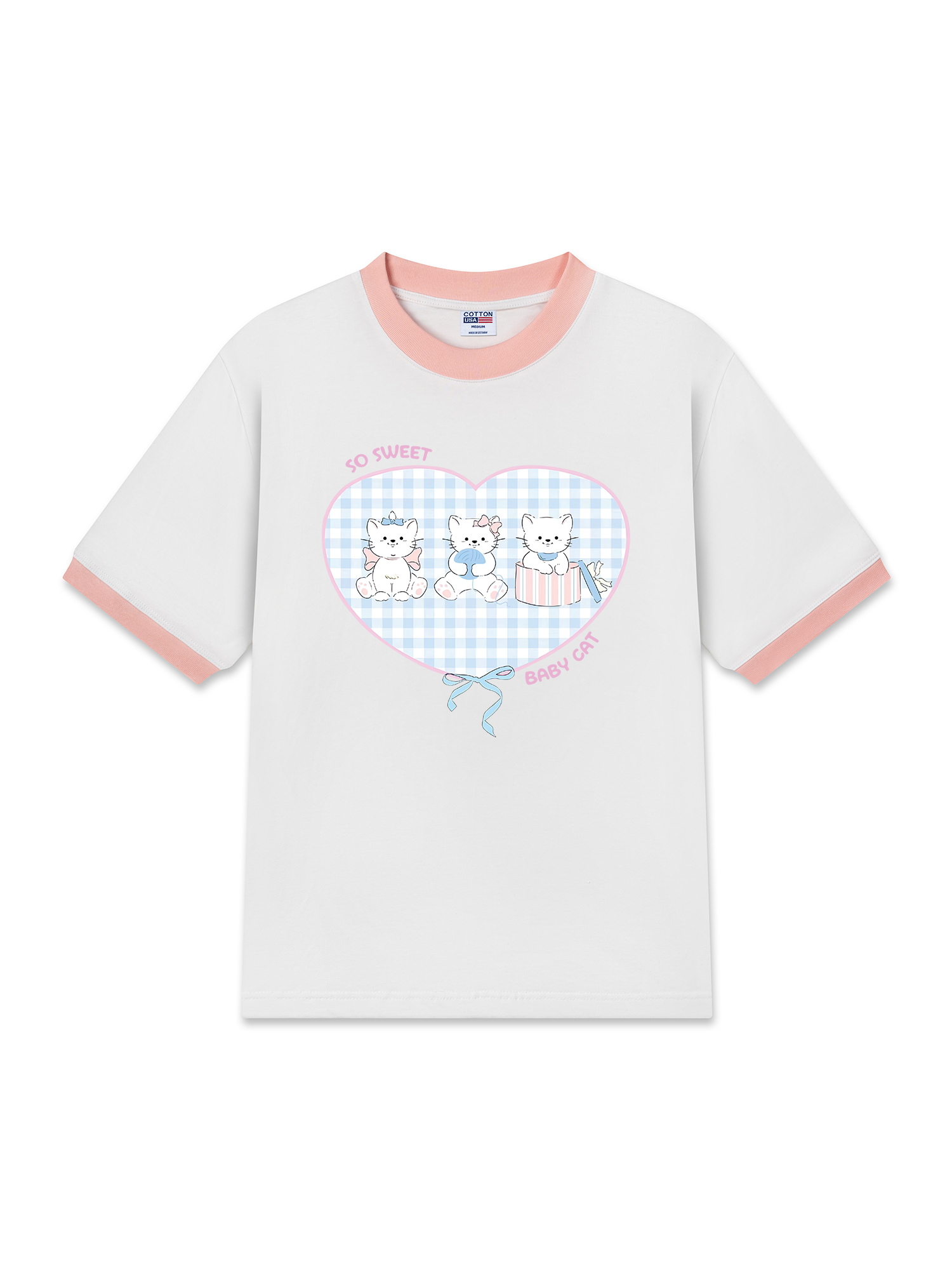 Áo Thun Ringer Relaxed Fit So Sweet Baby Cat