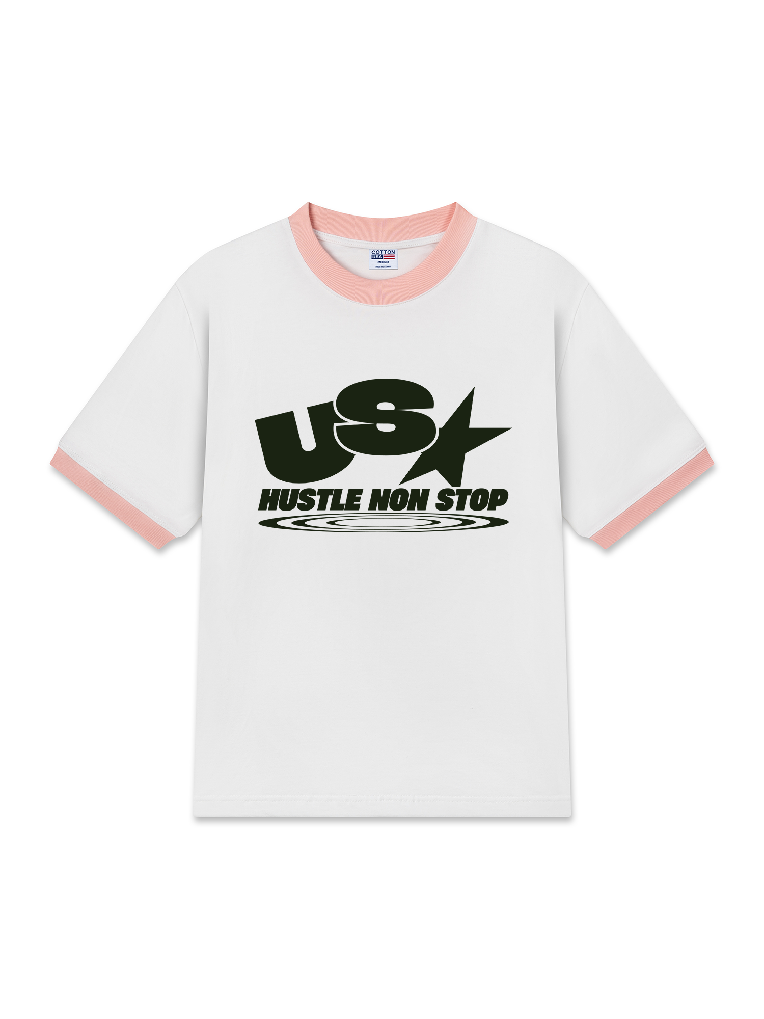 Áo Thun Ringer Relaxed Fit USA Hustle Non Stop