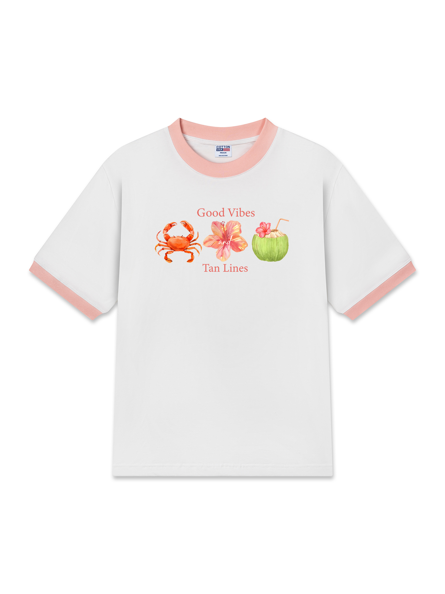 Áo Thun Ringer Relaxed Fit Tropical Good Vibes Tan