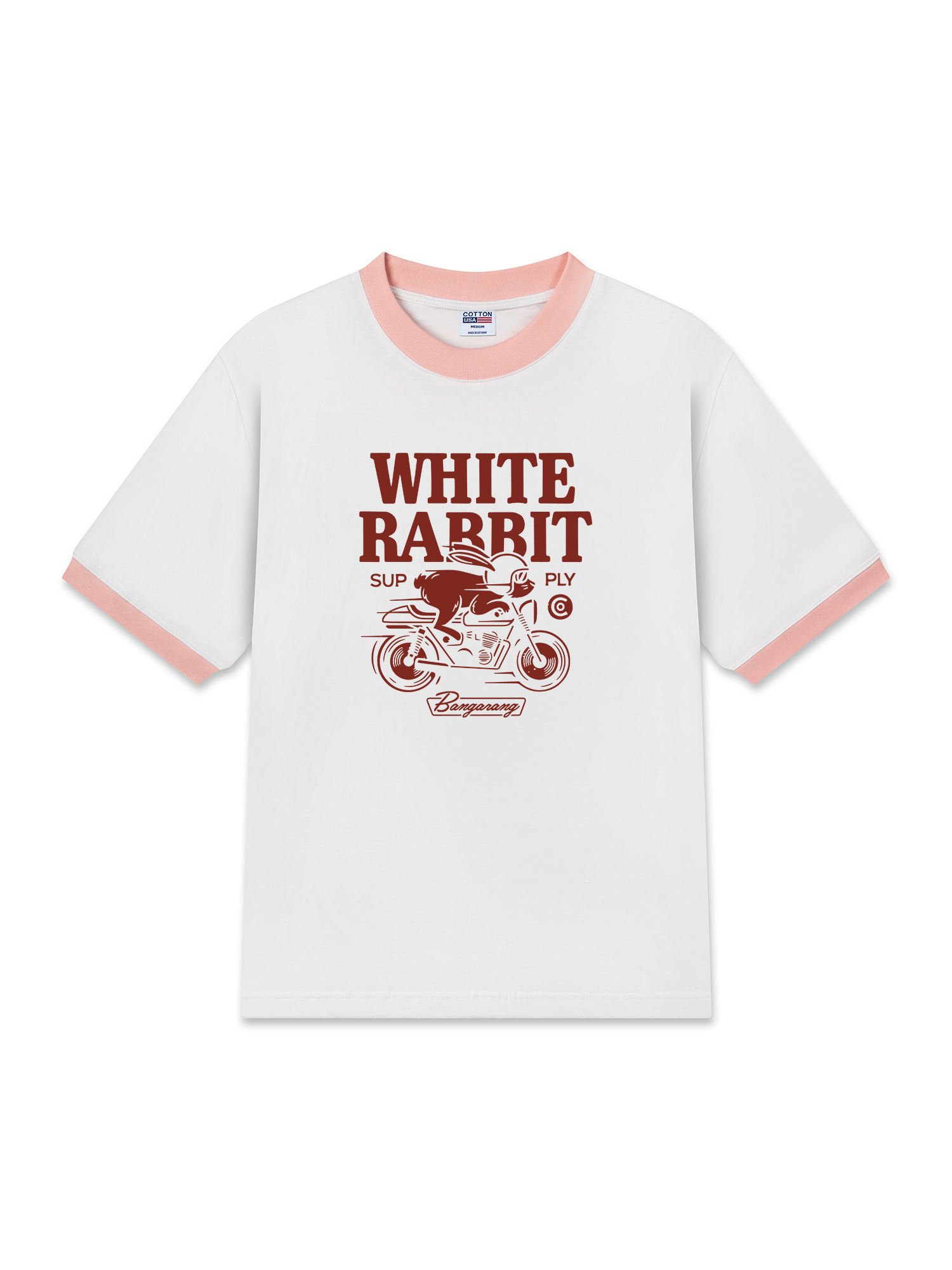 Áo Thun Ringer Relaxed Fit White Rabbit Cycling