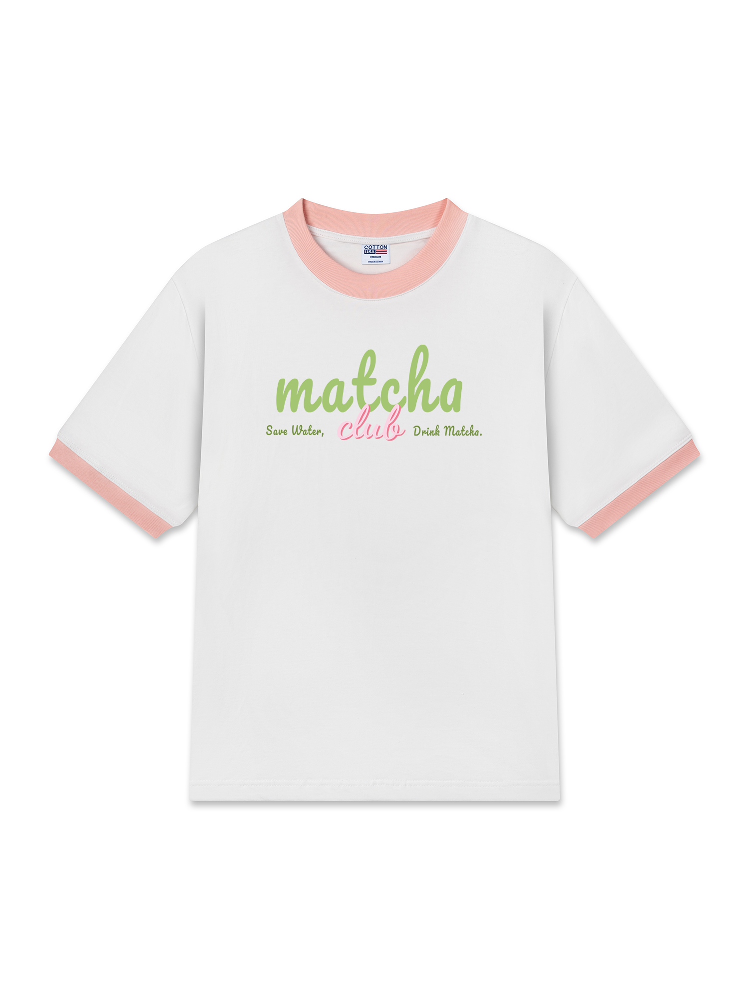 Áo Thun Ringer Relaxed Fit Save Water, Drink Matcha