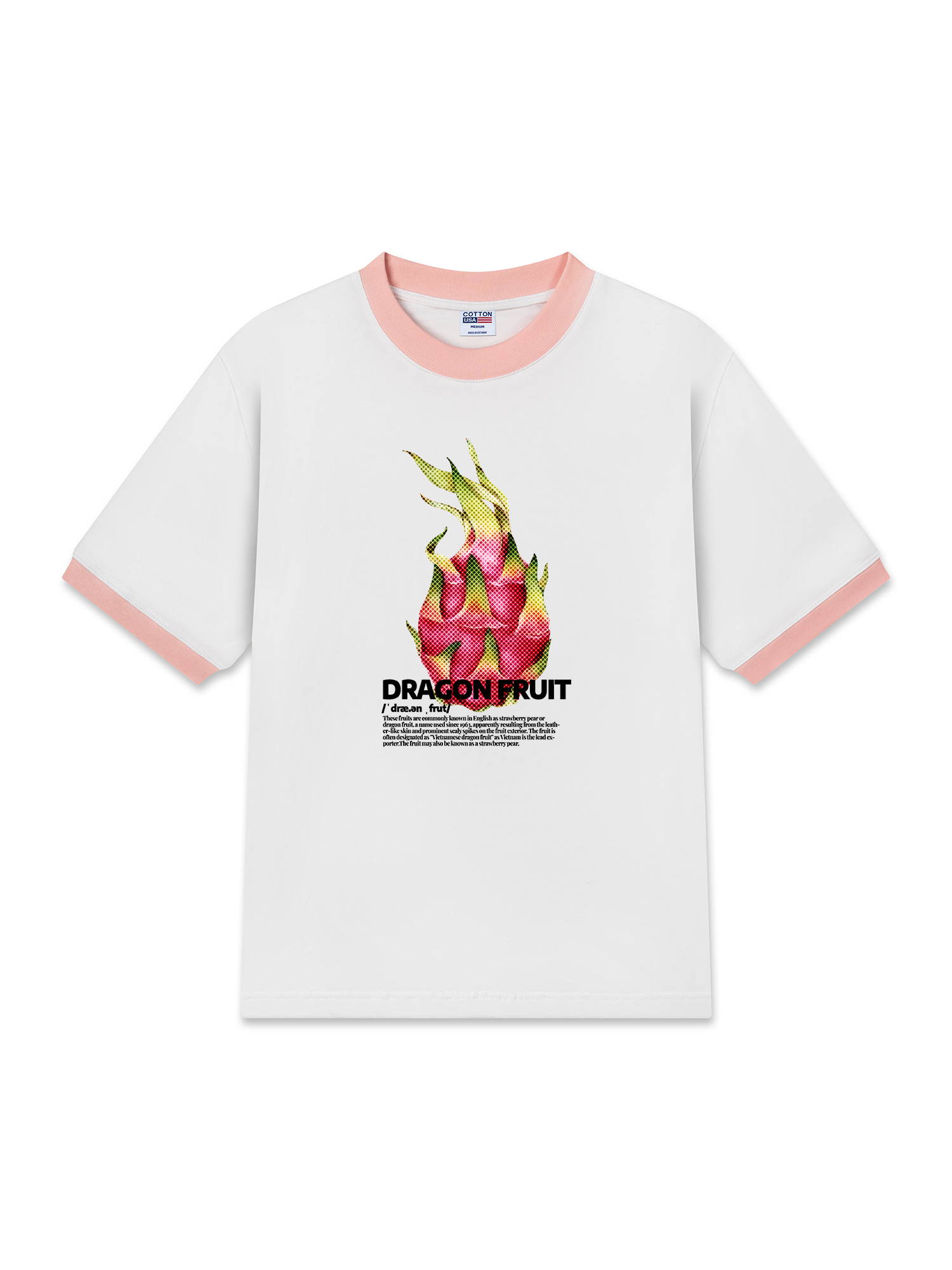 Áo Thun Ringer Relaxed Fit Tropical Dragon Fruit Retro